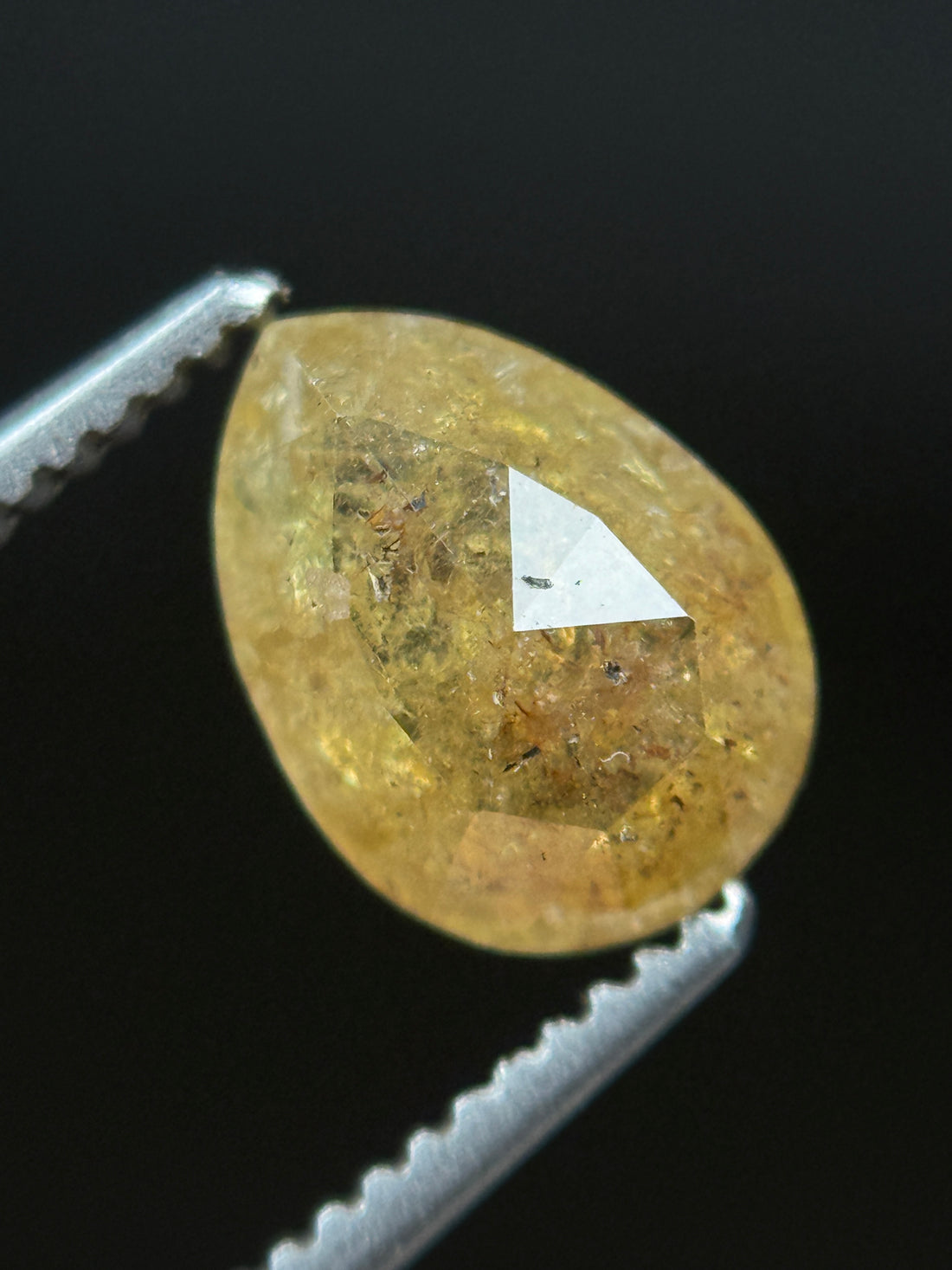 1.22 Ct Pear Rose Cut Yellow Natural Fancy Diamond