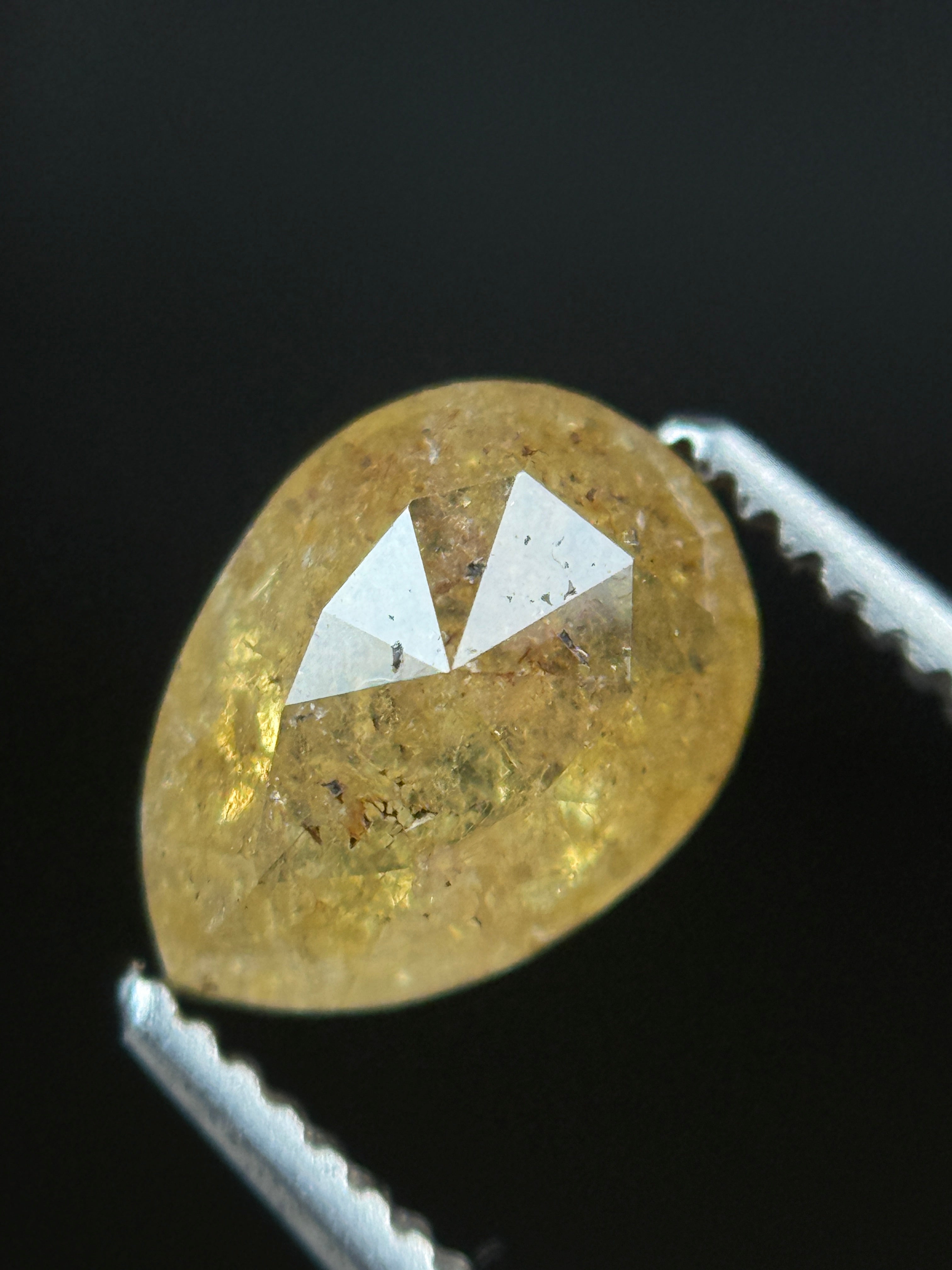 1.22 Ct Pear Rose Cut Yellow Natural Fancy Diamond