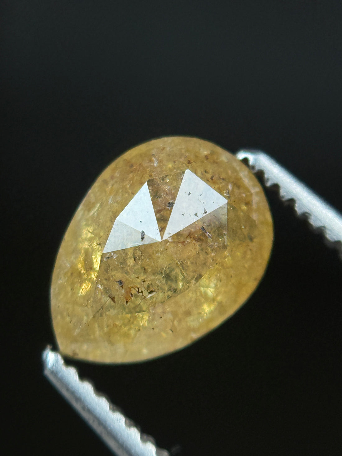 1.22 Ct Pear Rose Cut Yellow Natural Fancy Diamond