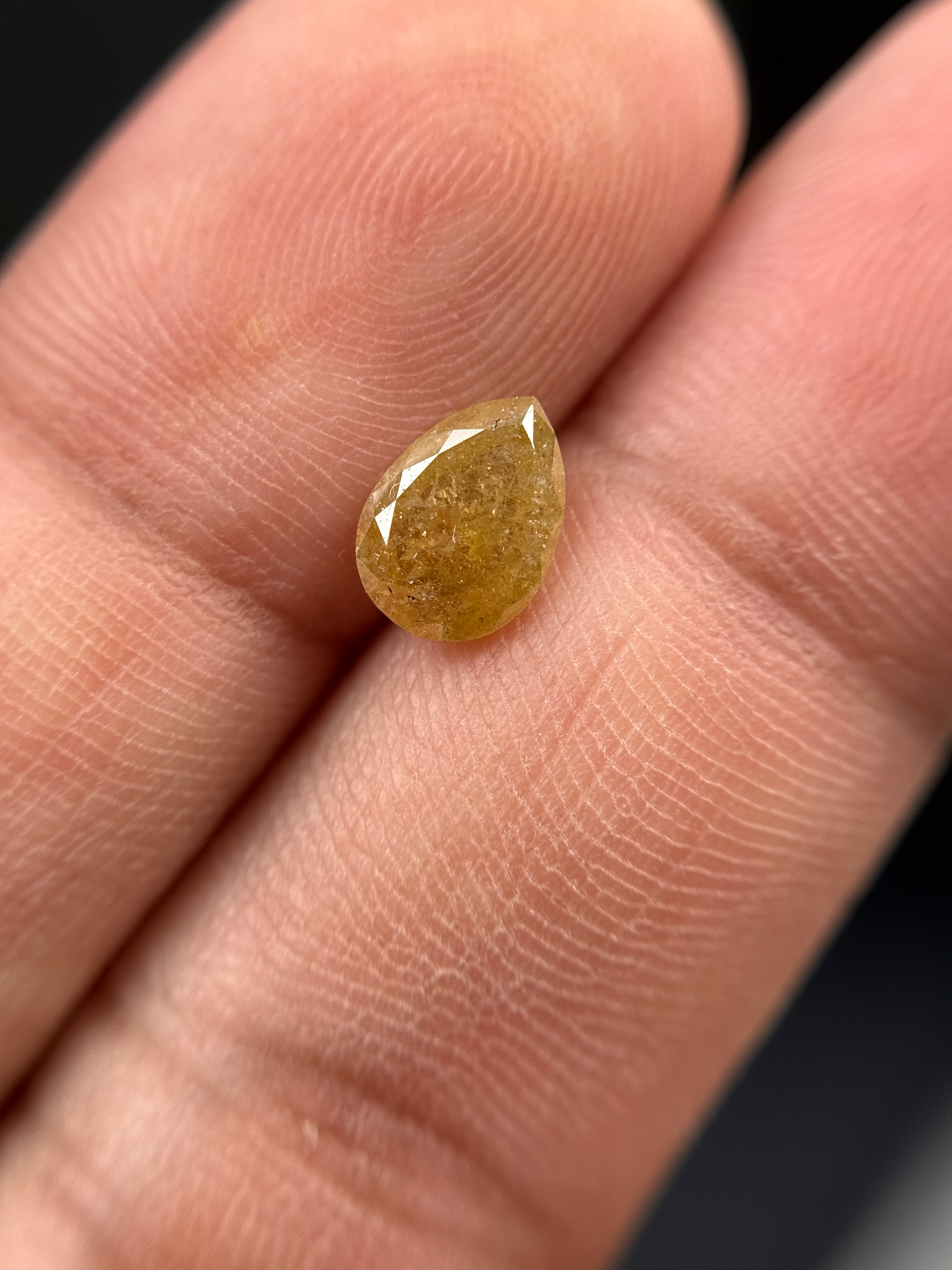 1.22 Ct Pear Rose Cut Yellow Natural Fancy Diamond