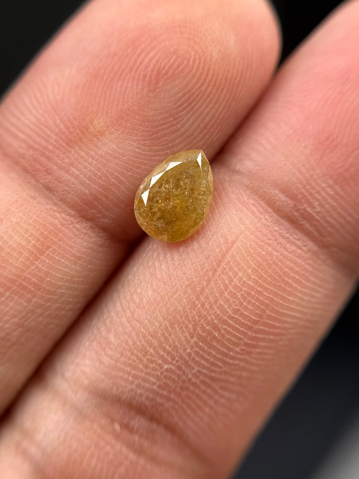 1.22 Ct Pear Rose Cut Yellow Natural Fancy Diamond