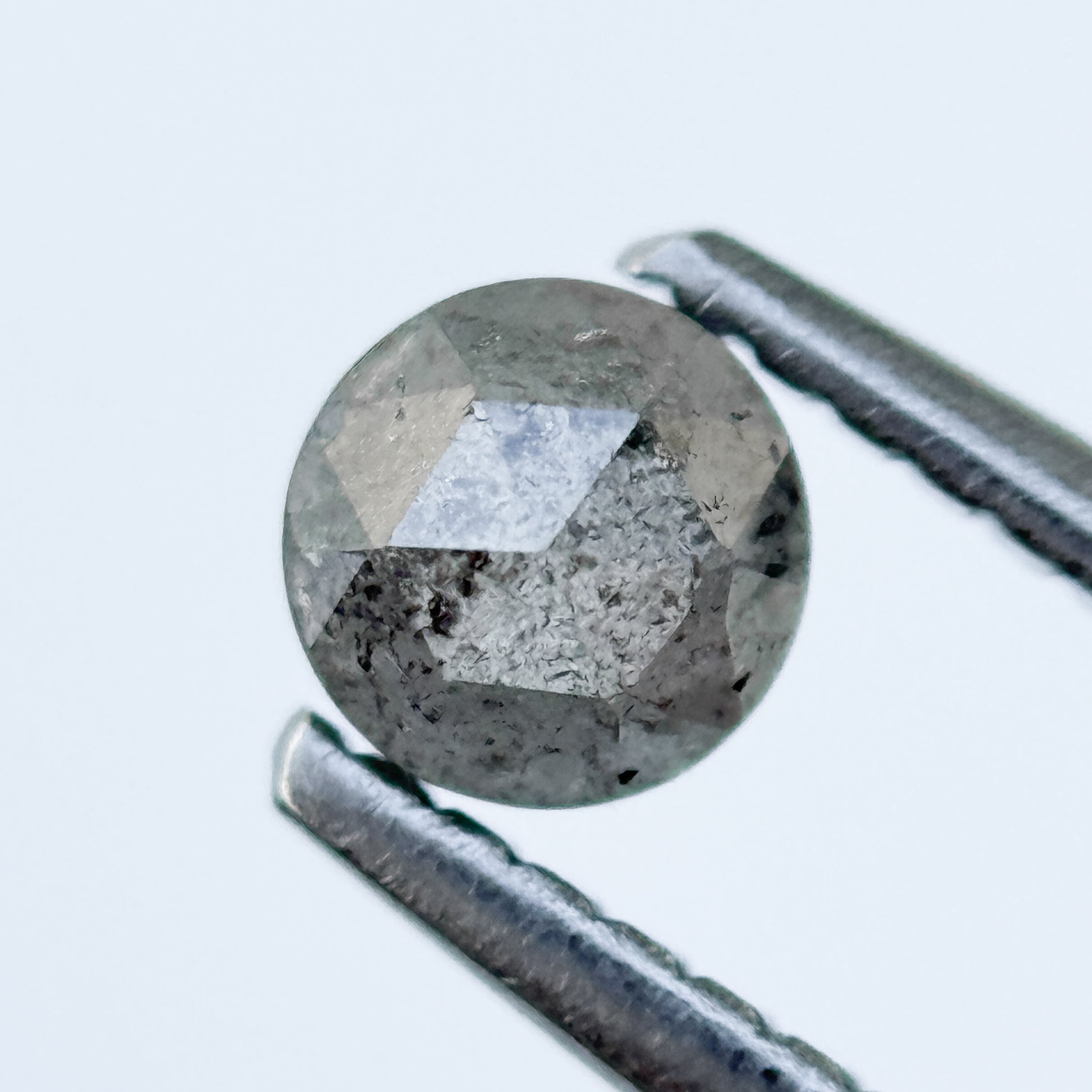 0.51 Ct Round Rose Cut Grey Natural Salt and Pepper Diamond