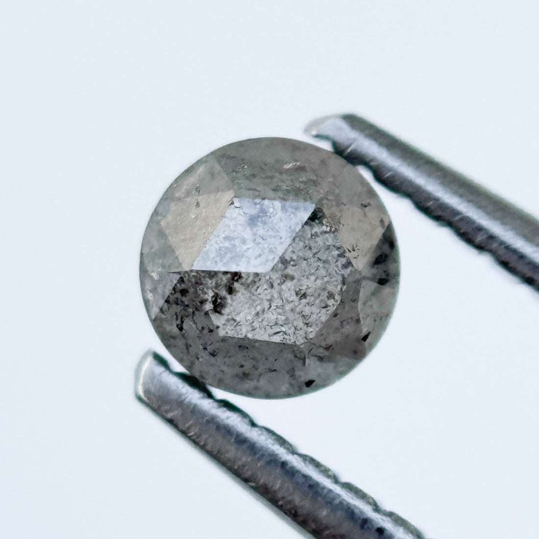 0.51 Ct Round Rose Cut Grey Natural Salt and Pepper Diamond