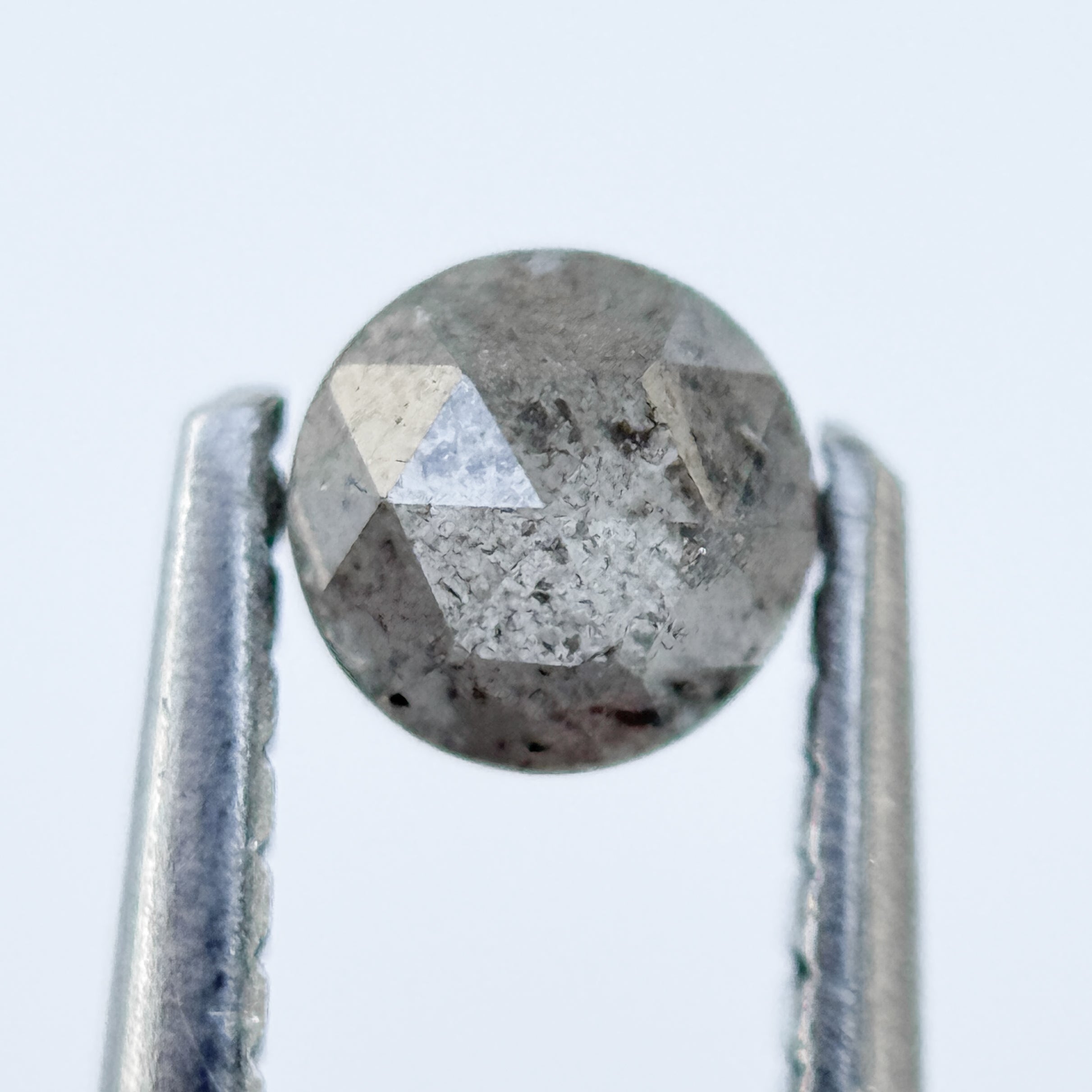 0.51 Ct Round Rose Cut Grey Natural Salt and Pepper Diamond