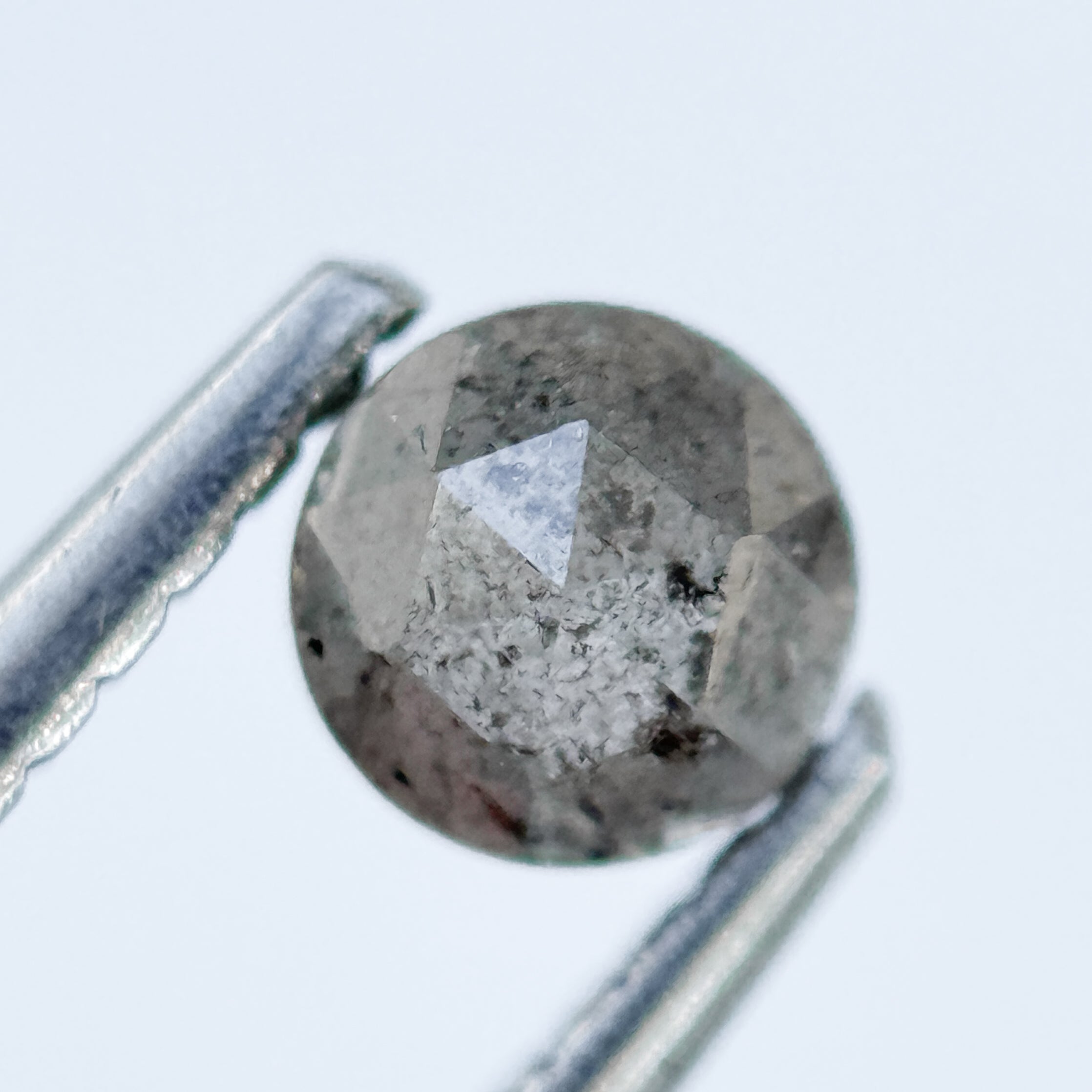 0.51 Ct Round Rose Cut Grey Natural Salt and Pepper Diamond
