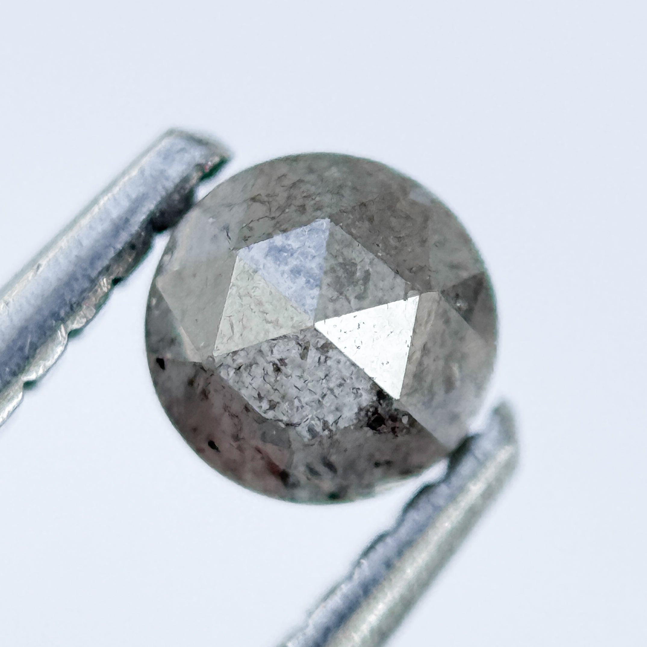 0.51 Ct Round Rose Cut Grey Natural Salt and Pepper Diamond