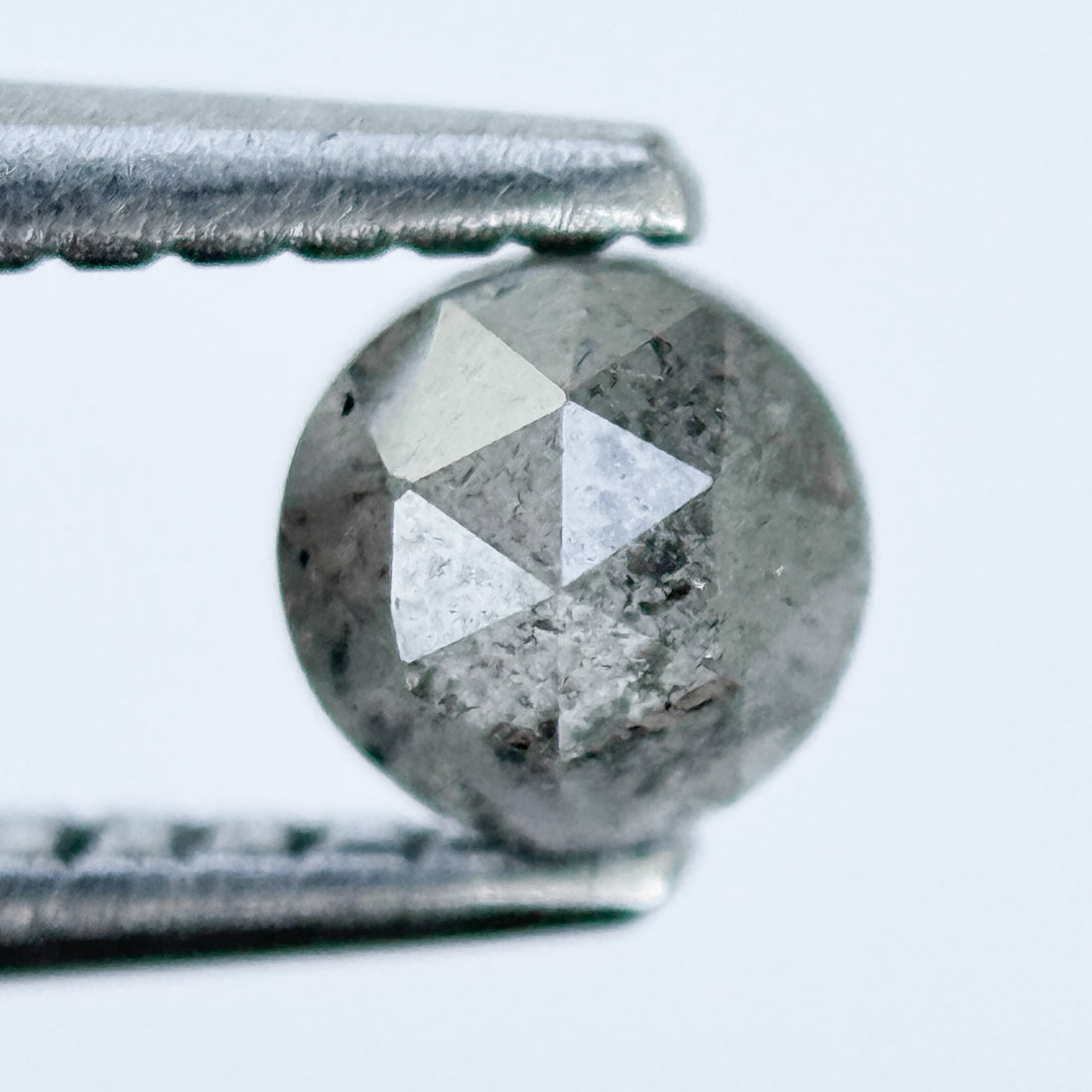 0.51 Ct Round Rose Cut Grey Natural Salt and Pepper Diamond