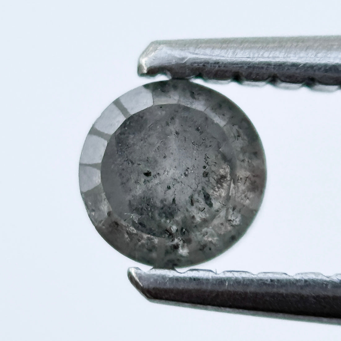 0.51 Ct Round Rose Cut Grey Natural Salt and Pepper Diamond