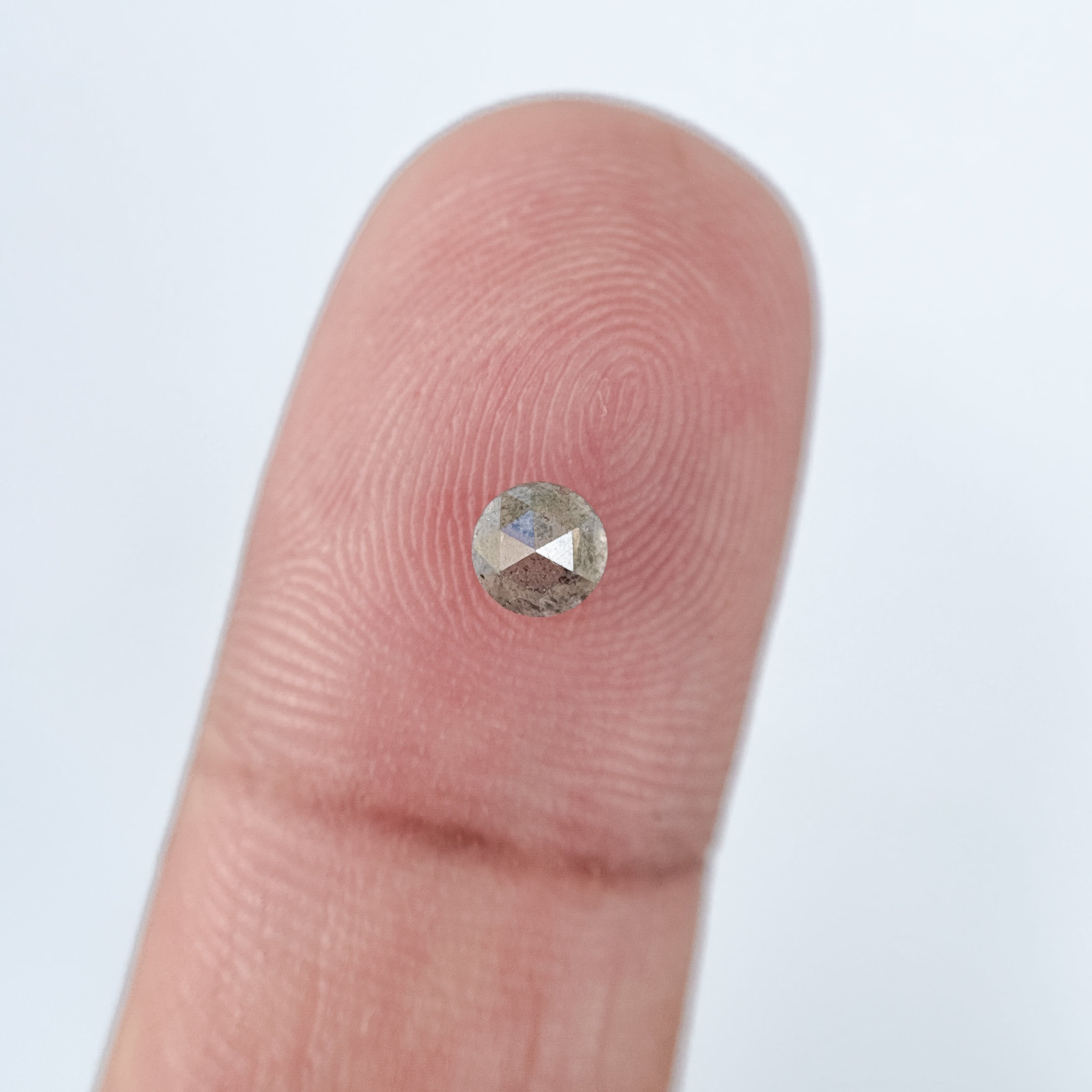 0.51 Ct Round Rose Cut Grey Natural Salt and Pepper Diamond