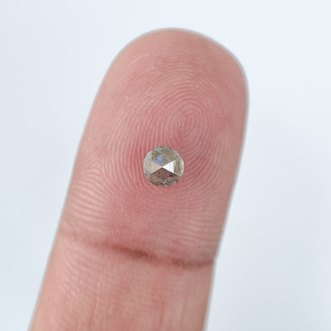 0.51 Ct Round Rose Cut Grey Natural Salt and Pepper Diamond