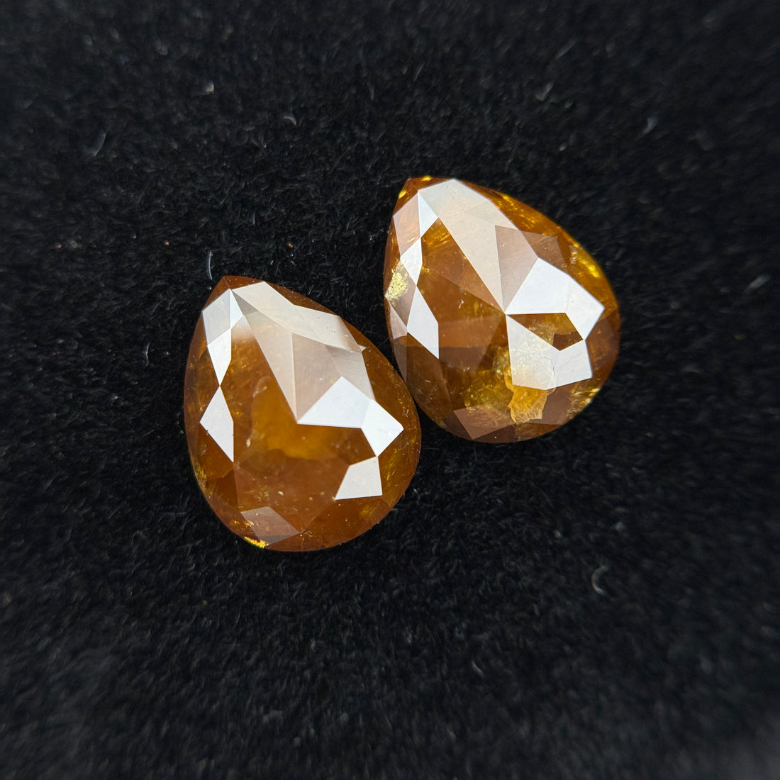 2.90 Ct Pear Rose Cut Orange Natural Fancy Diamond Pair
