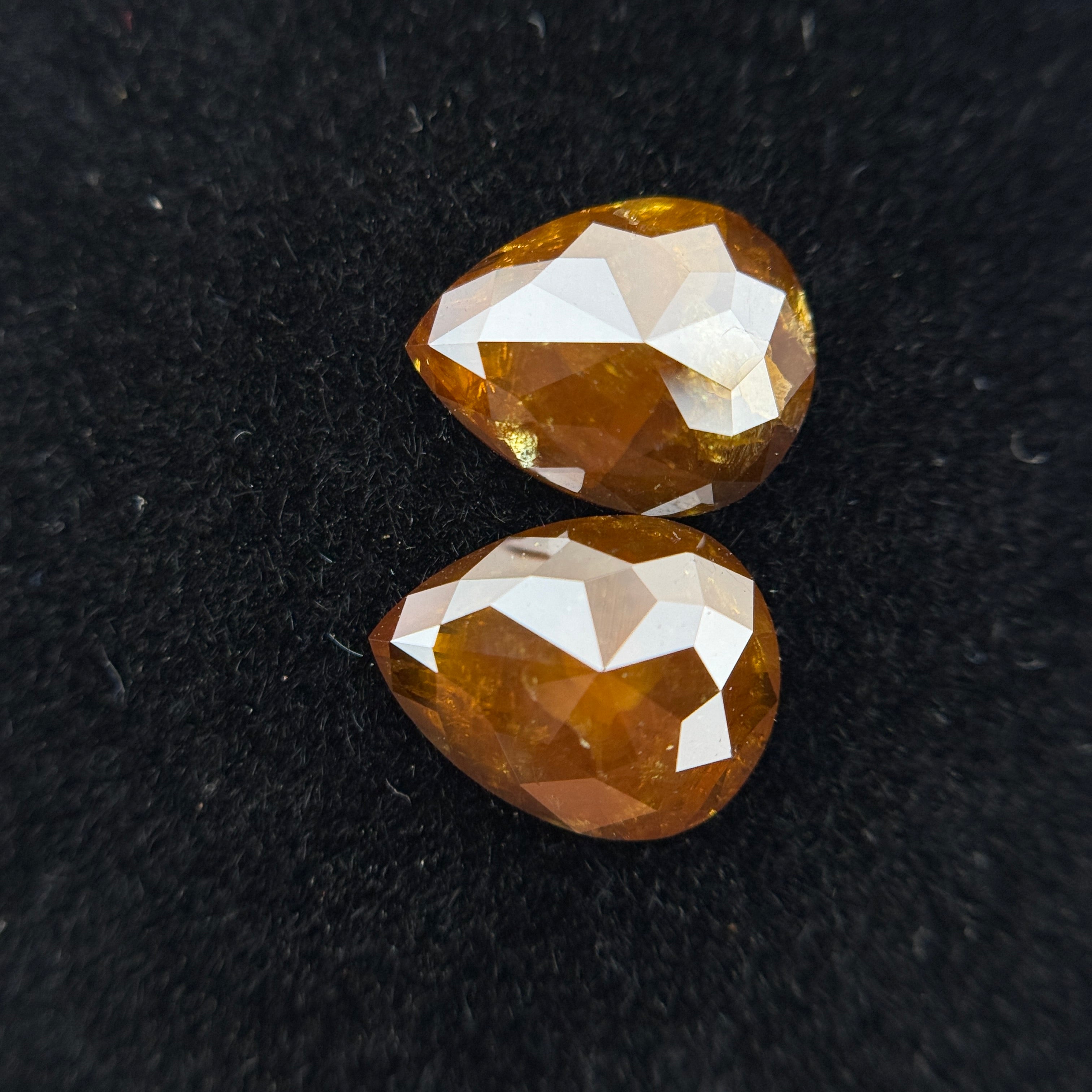2.90 Ct Pear Rose Cut Orange Natural Fancy Diamond Pair