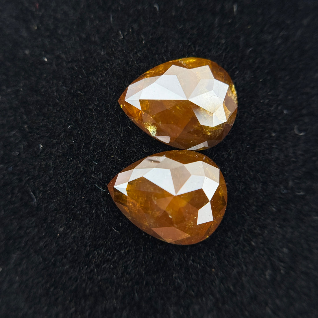 2.90 Ct Pear Rose Cut Orange Natural Fancy Diamond Pair