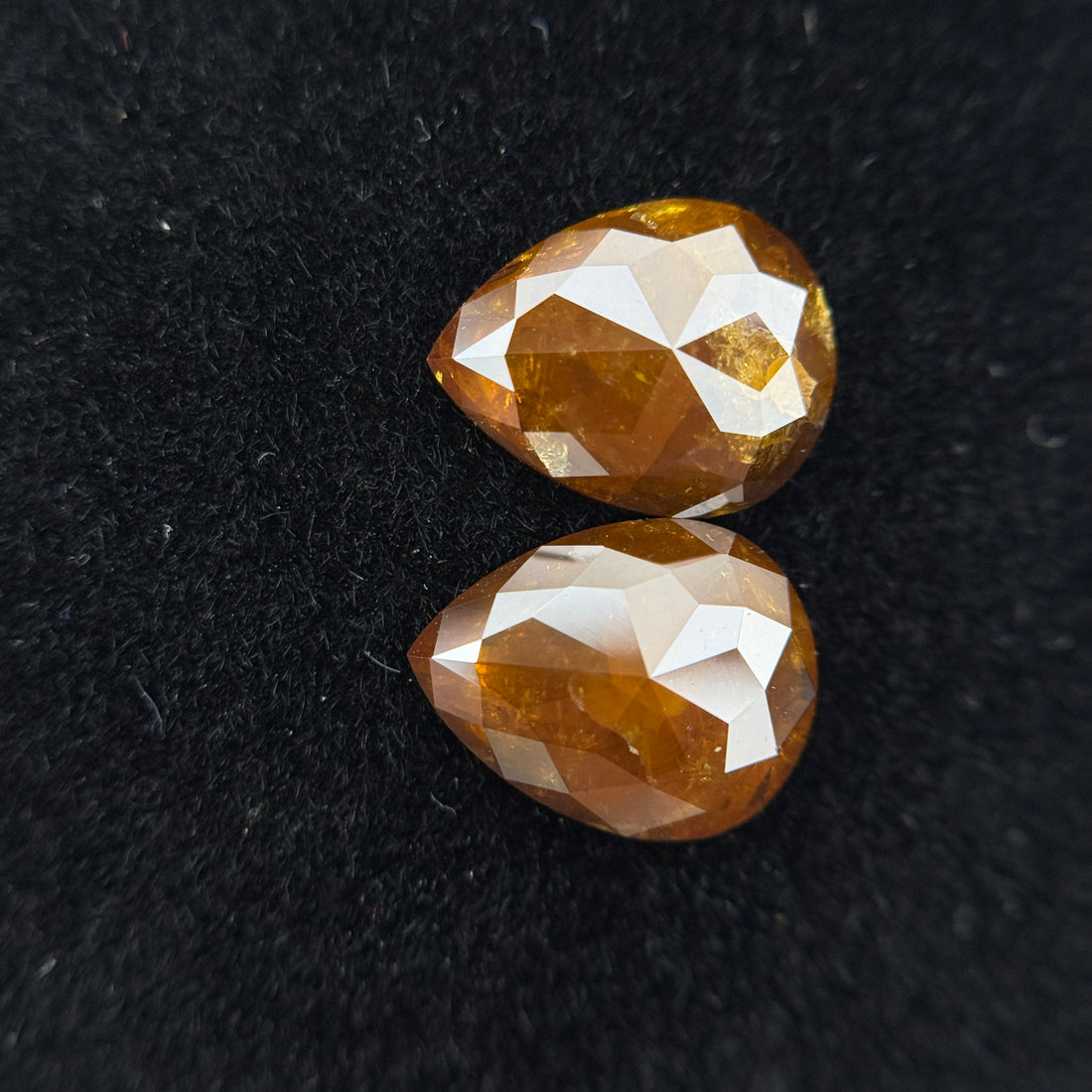 2.90 Ct Pear Rose Cut Orange Natural Fancy Diamond Pair