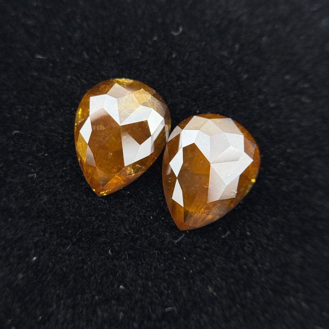 2.90 Ct Pear Rose Cut Orange Natural Fancy Diamond Pair