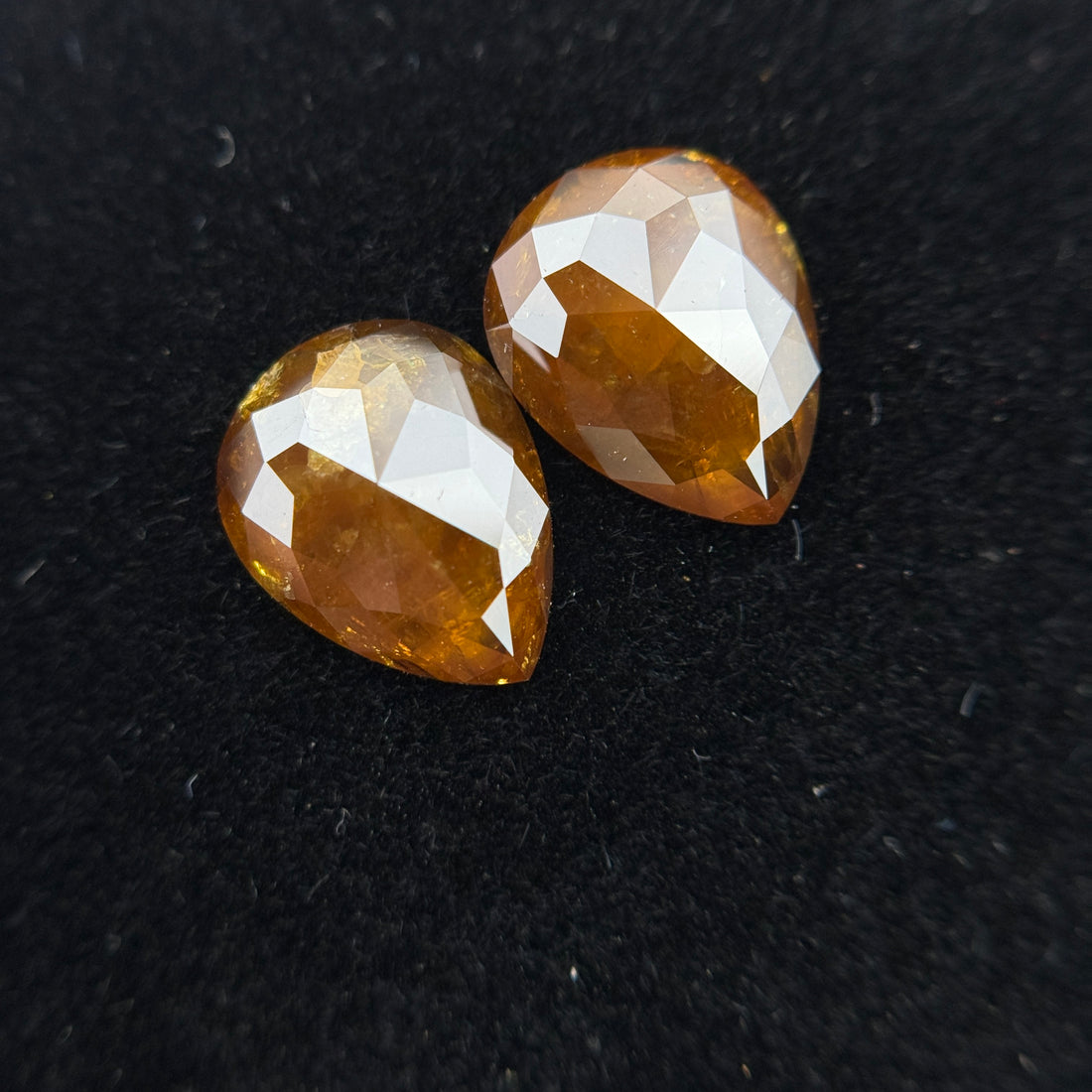 2.90 Ct Pear Rose Cut Orange Natural Fancy Diamond Pair