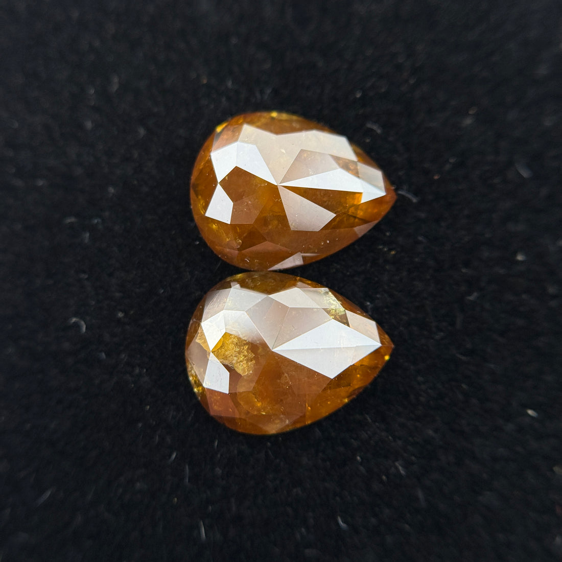 2.90 Ct Pear Rose Cut Orange Natural Fancy Diamond Pair