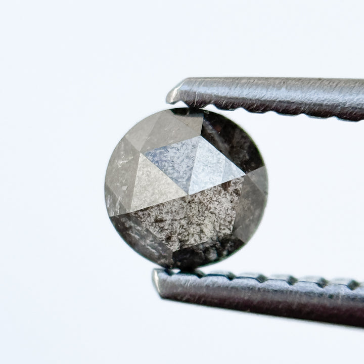 0.38 Ct Round Rose Cut Grey Natural Salt and Pepper Diamond