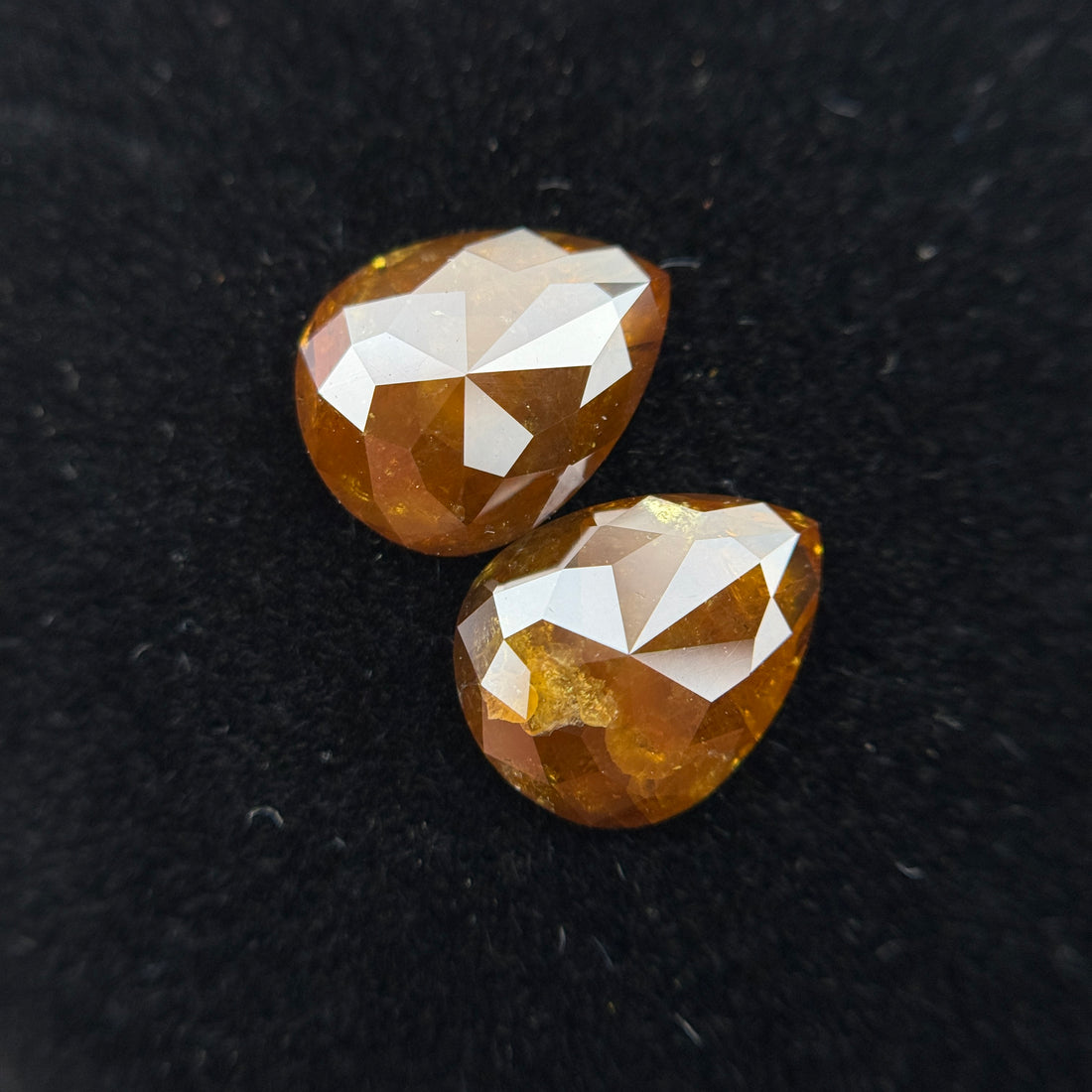 2.90 Ct Pear Rose Cut Orange Natural Fancy Diamond Pair