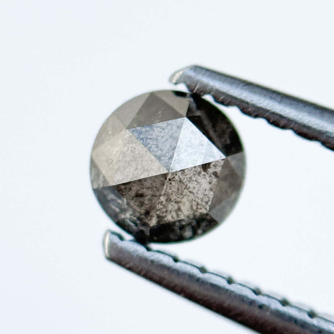 0.38 Ct Round Rose Cut Grey Natural Salt and Pepper Diamond