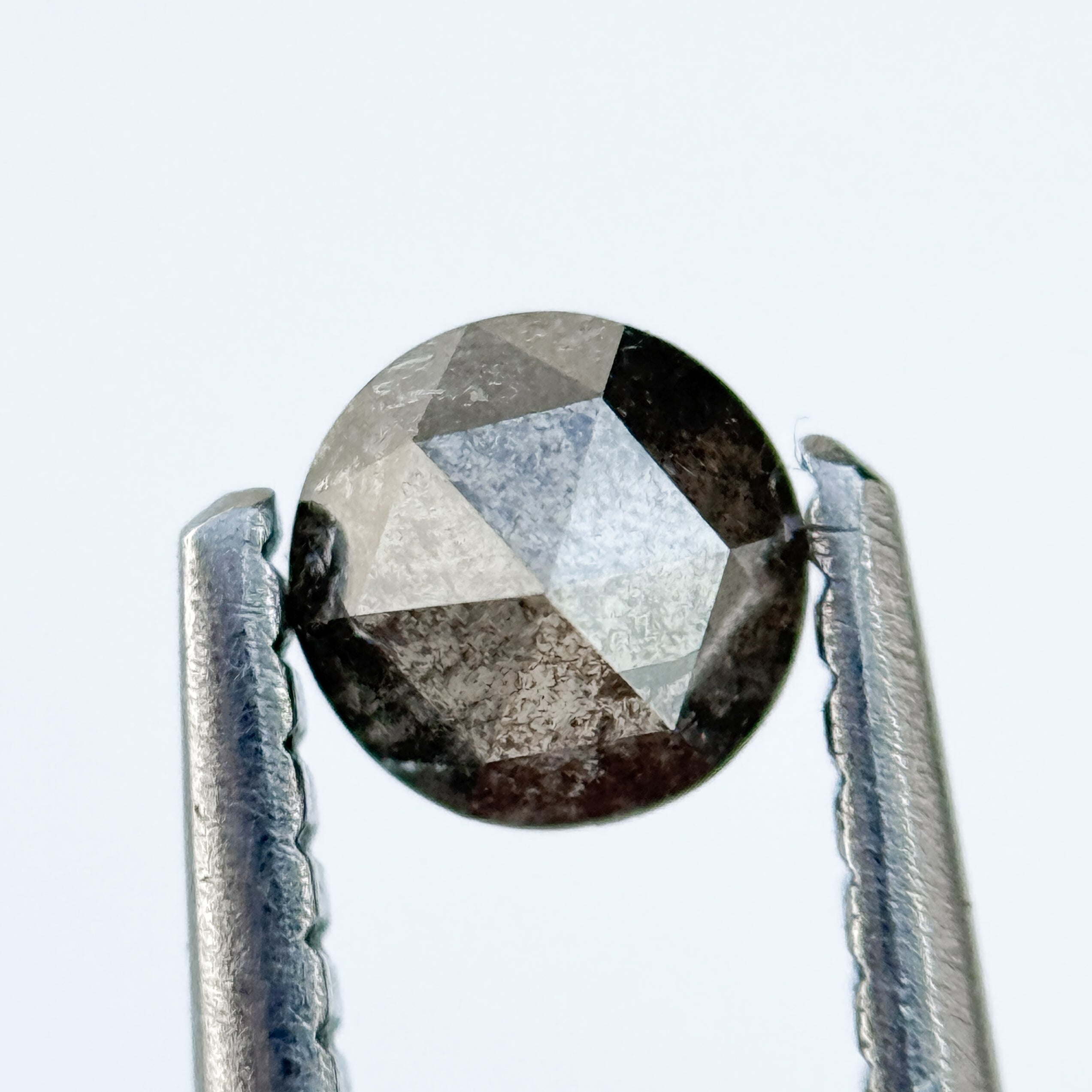 0.38 Ct Round Rose Cut Grey Natural Salt and Pepper Diamond