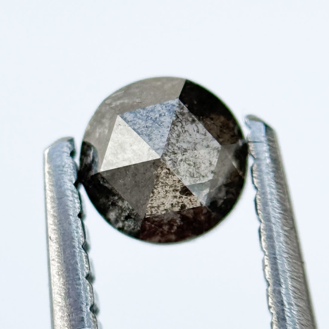 0.38 Ct Round Rose Cut Grey Natural Salt and Pepper Diamond
