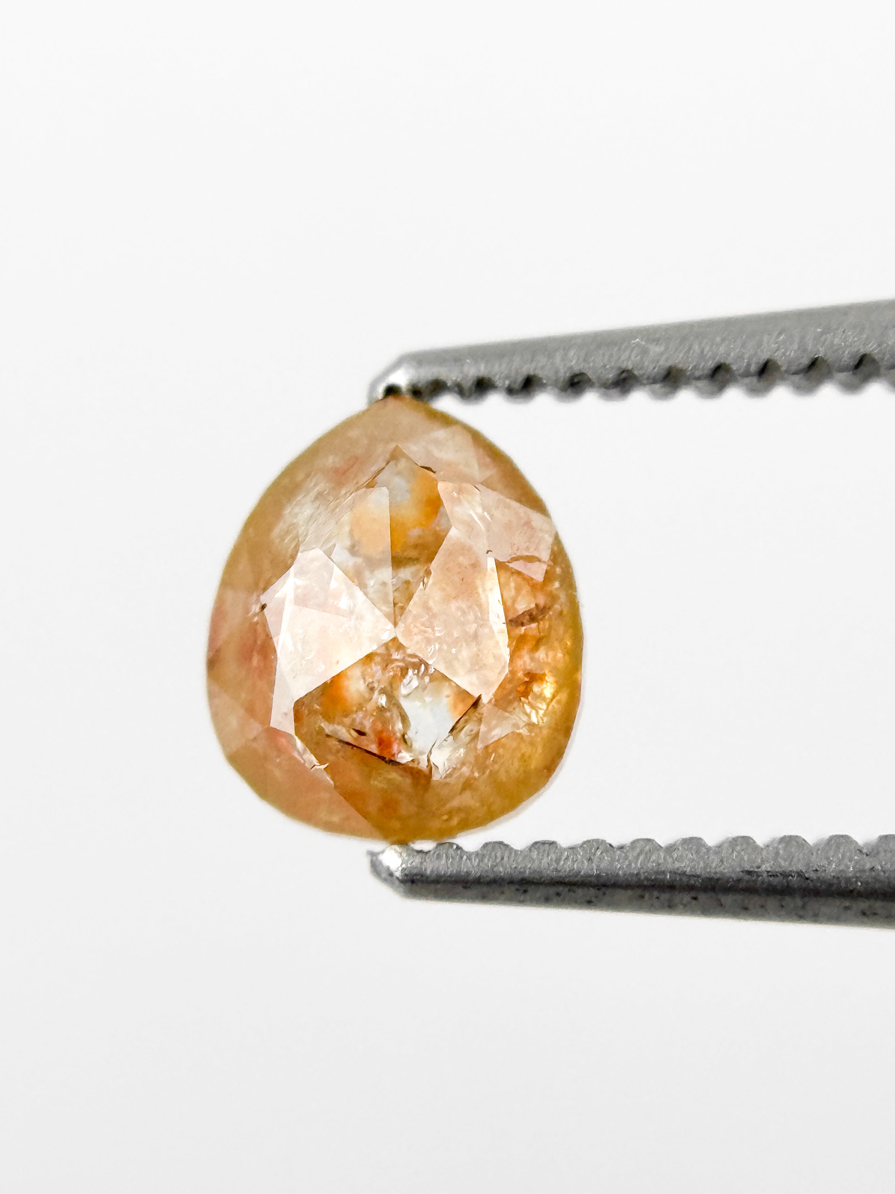 0.77 Ct Pear Rose Cut Orange Natural Galaxy Diamond