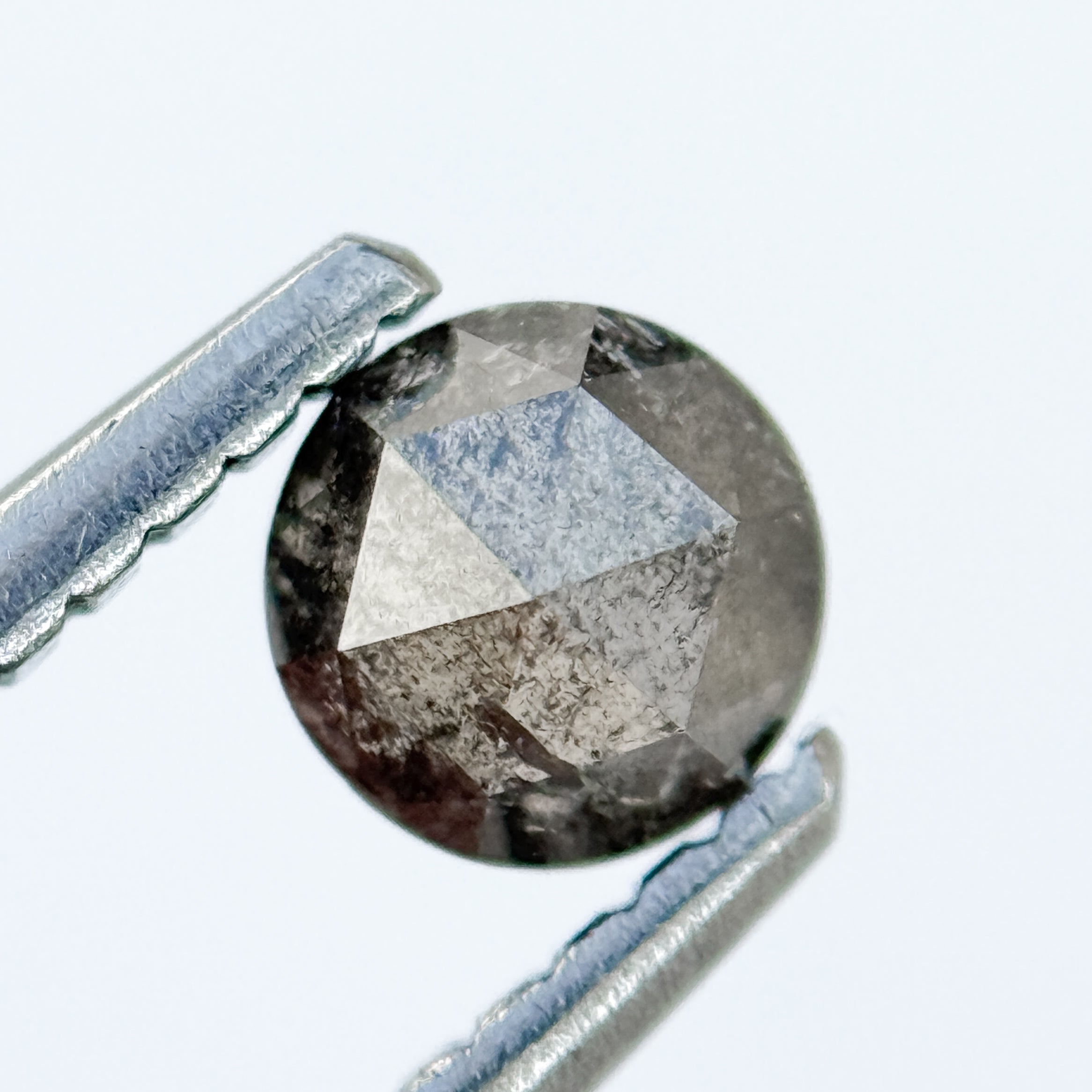 0.38 Ct Round Rose Cut Grey Natural Salt and Pepper Diamond