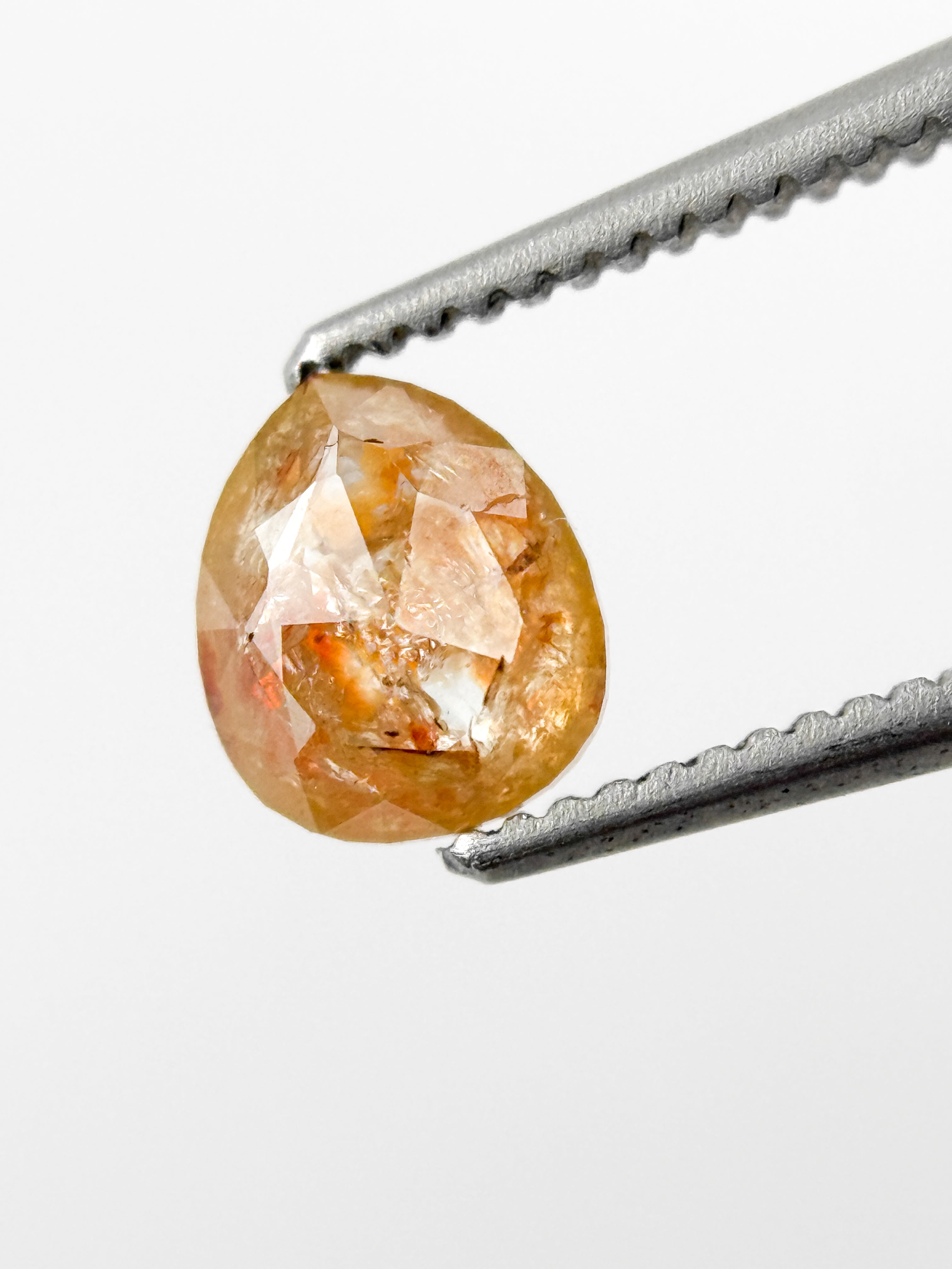 0.77 Ct Pear Rose Cut Orange Natural Galaxy Diamond