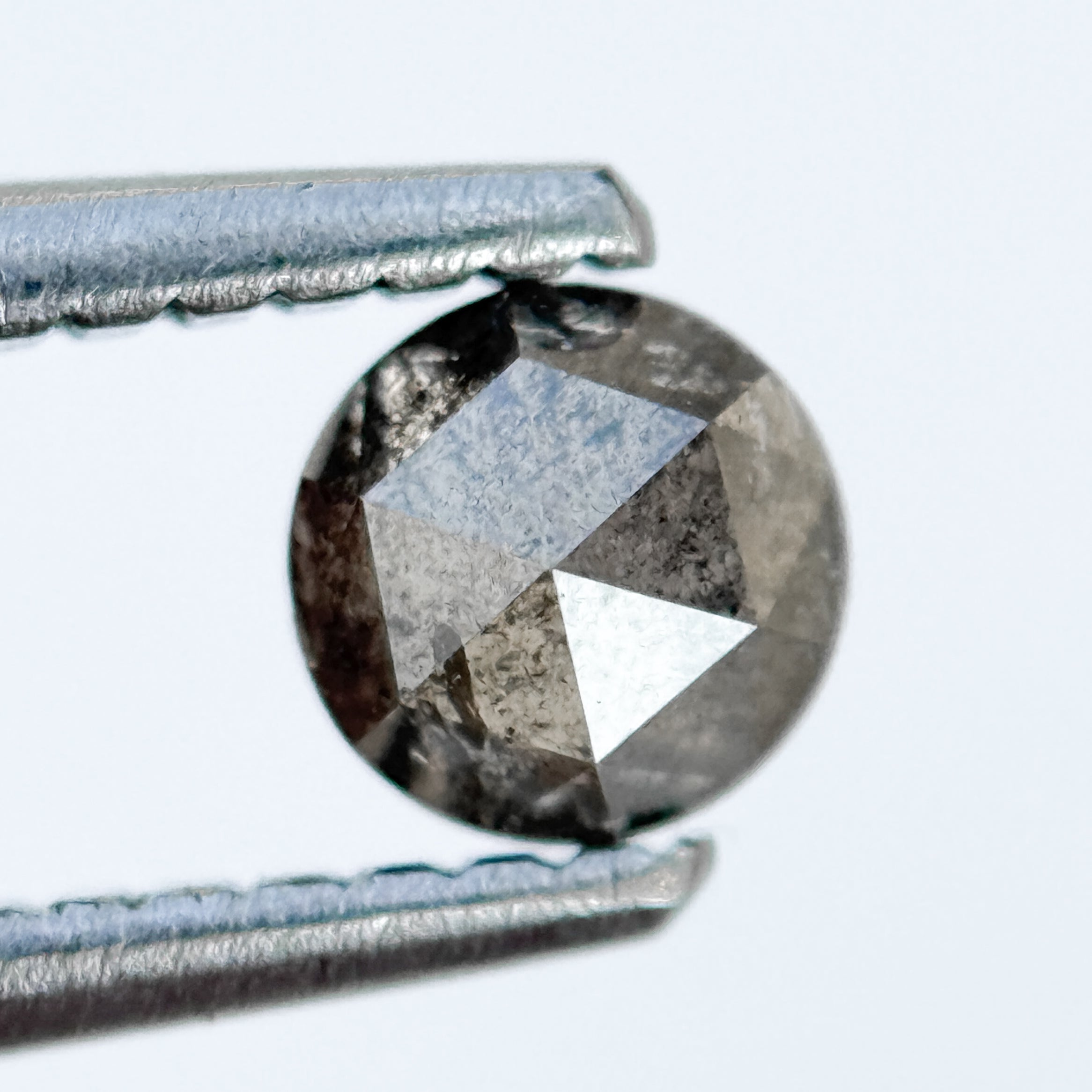 0.38 Ct Round Rose Cut Grey Natural Salt and Pepper Diamond