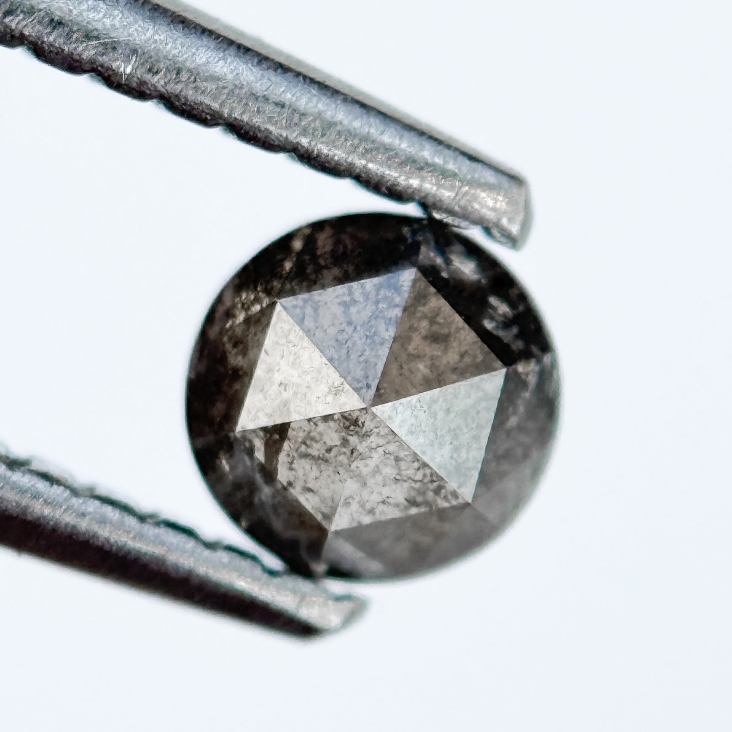 0.38 Ct Round Rose Cut Grey Natural Salt and Pepper Diamond