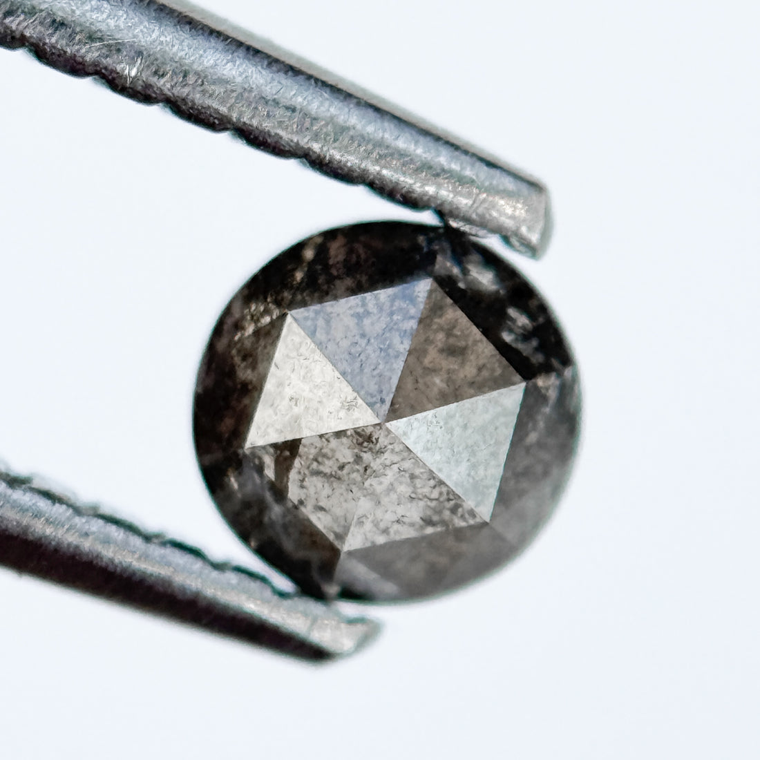 0.38 Ct Round Rose Cut Grey Natural Salt and Pepper Diamond