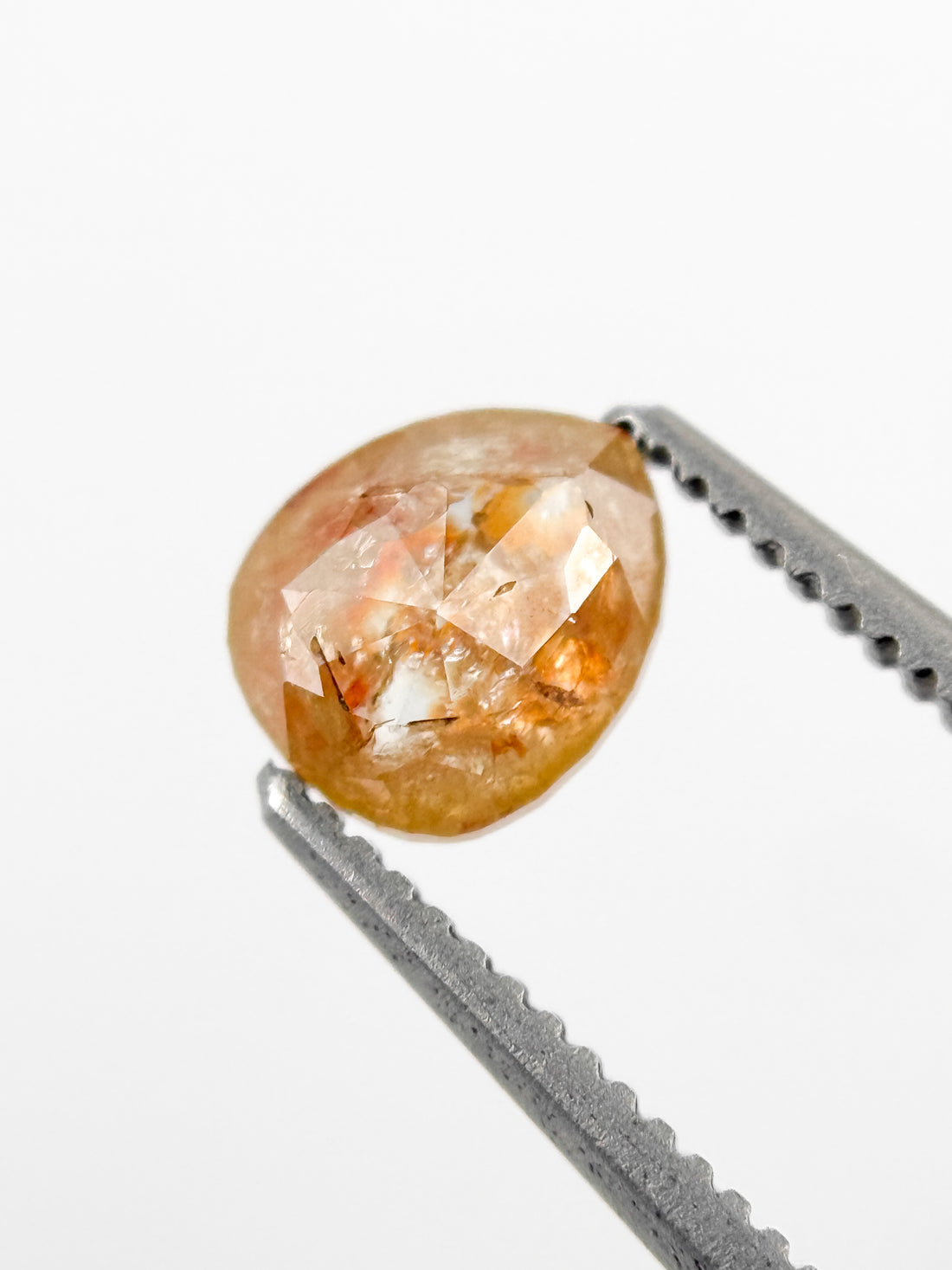 0.77 Ct Pear Rose Cut Orange Natural Galaxy Diamond