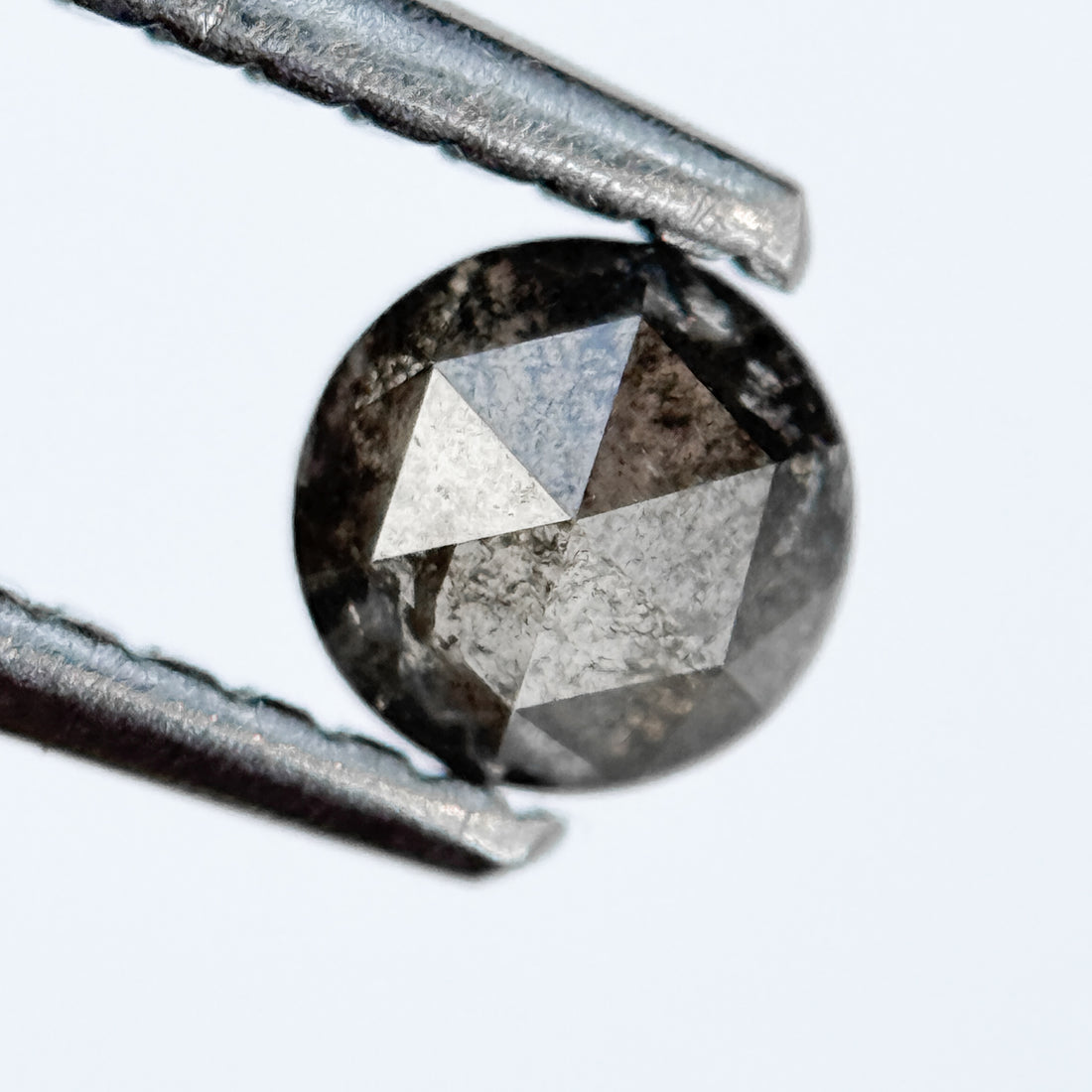 0.38 Ct Round Rose Cut Grey Natural Salt and Pepper Diamond