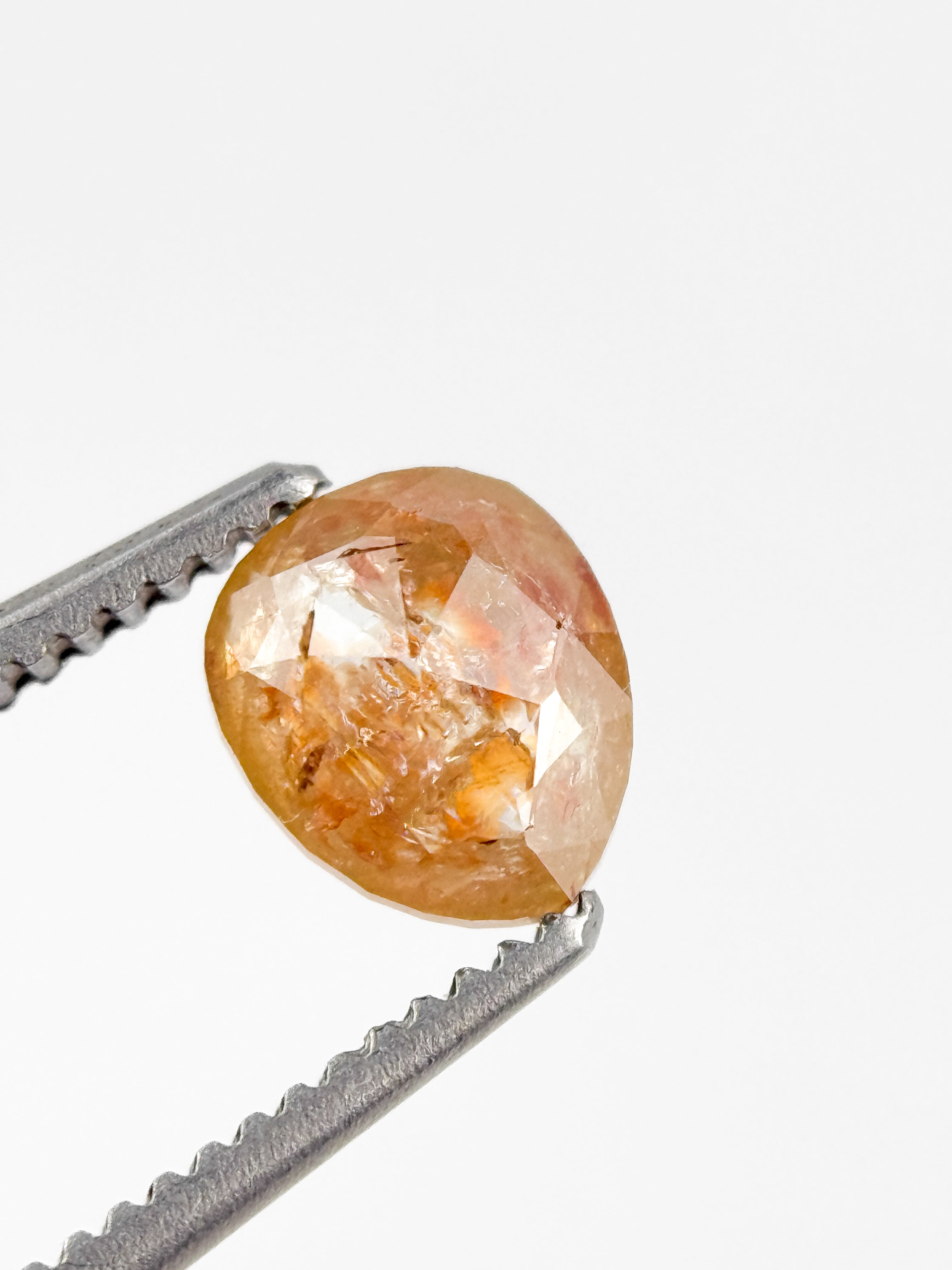 0.77 Ct Pear Rose Cut Orange Natural Galaxy Diamond