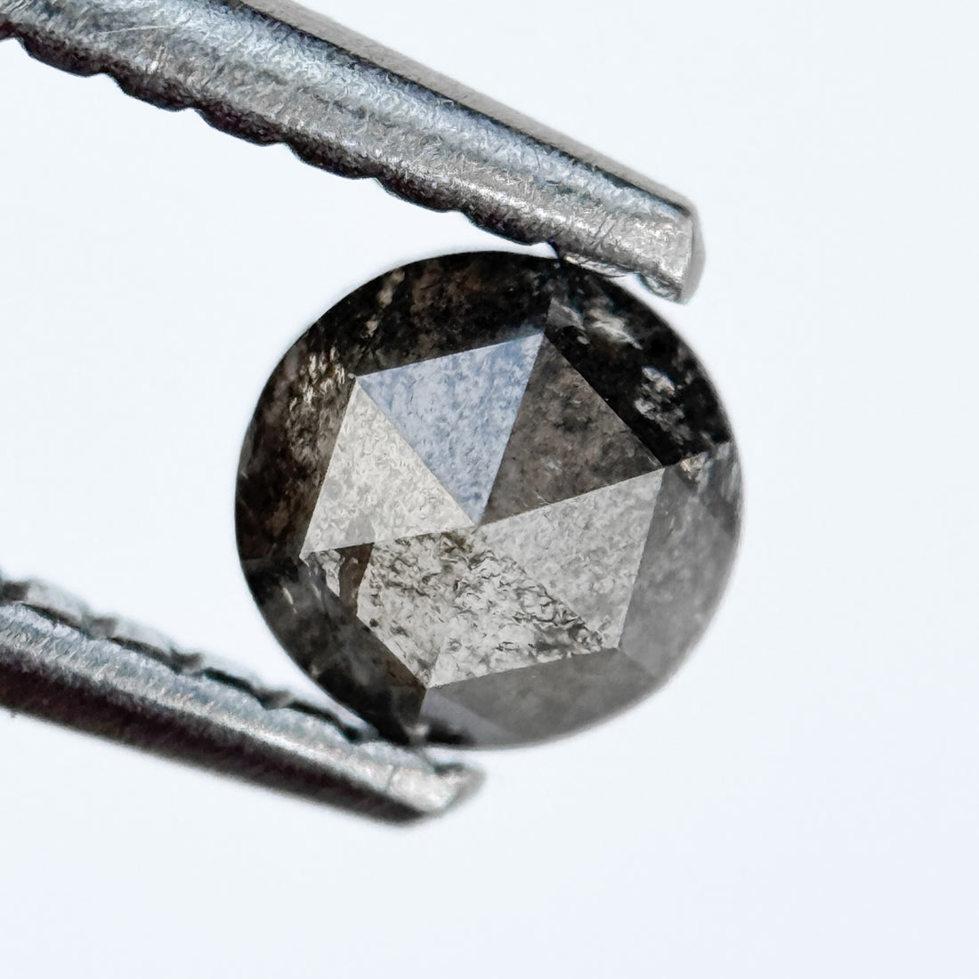 0.38 Ct Round Rose Cut Grey Natural Salt and Pepper Diamond