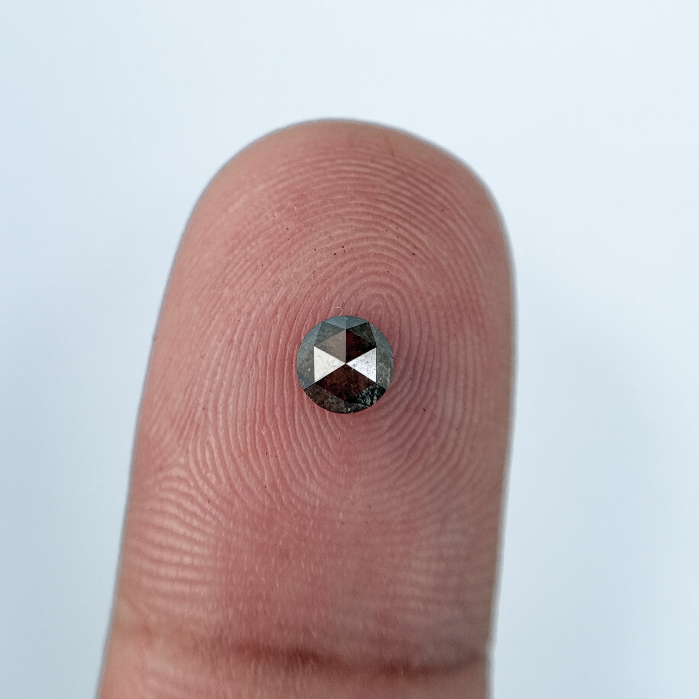 0.38 Ct Round Rose Cut Grey Natural Salt and Pepper Diamond