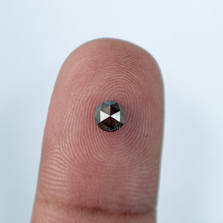 0.38 Ct Round Rose Cut Grey Natural Salt and Pepper Diamond