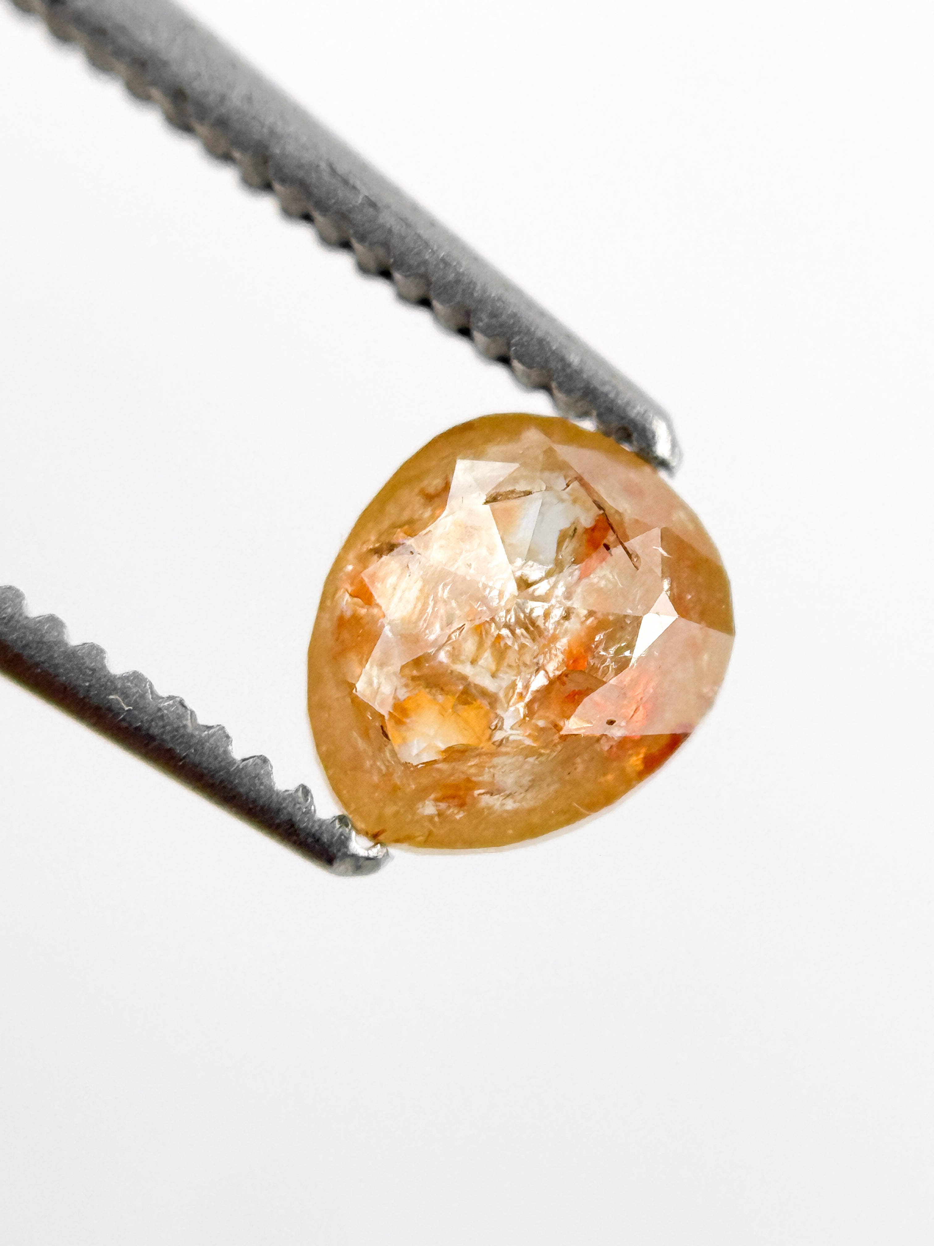 0.77 Ct Pear Rose Cut Orange Natural Galaxy Diamond