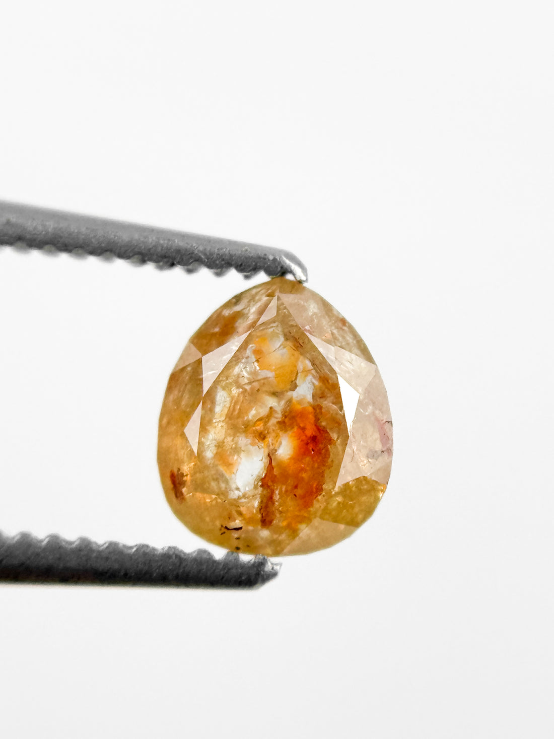 0.77 Ct Pear Rose Cut Orange Natural Galaxy Diamond