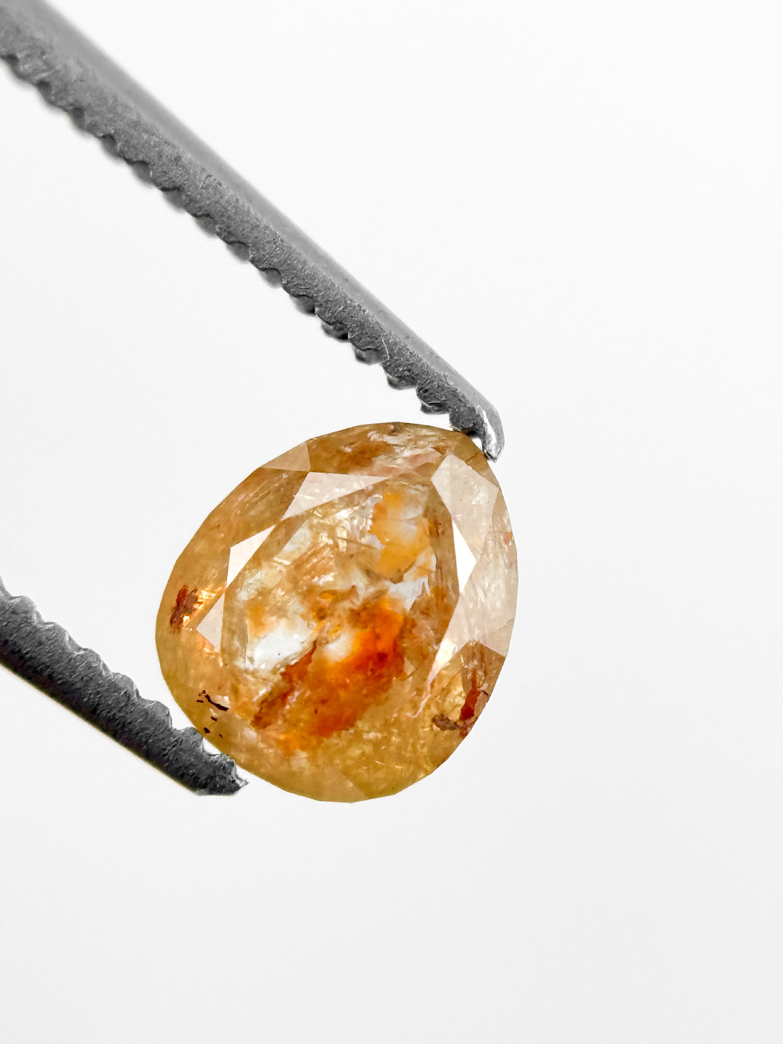 0.77 Ct Pear Rose Cut Orange Natural Galaxy Diamond
