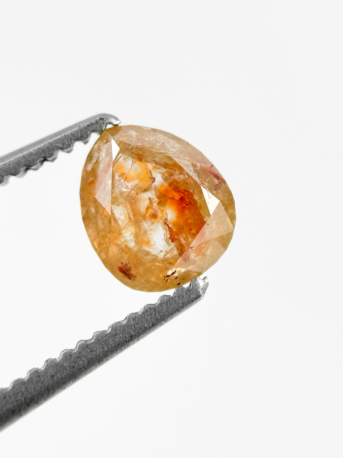 0.77 Ct Pear Rose Cut Orange Natural Galaxy Diamond