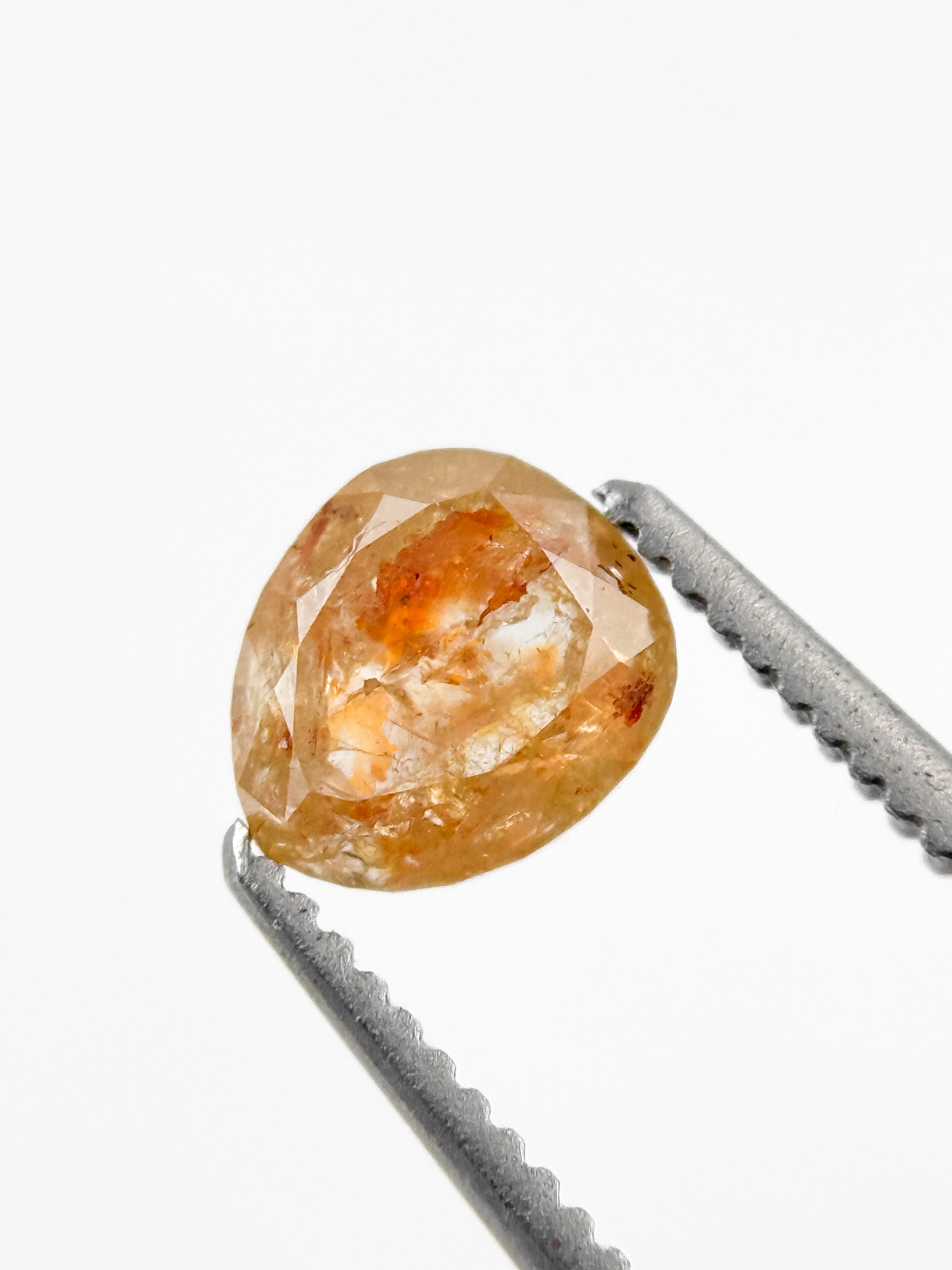 0.77 Ct Pear Rose Cut Orange Natural Galaxy Diamond