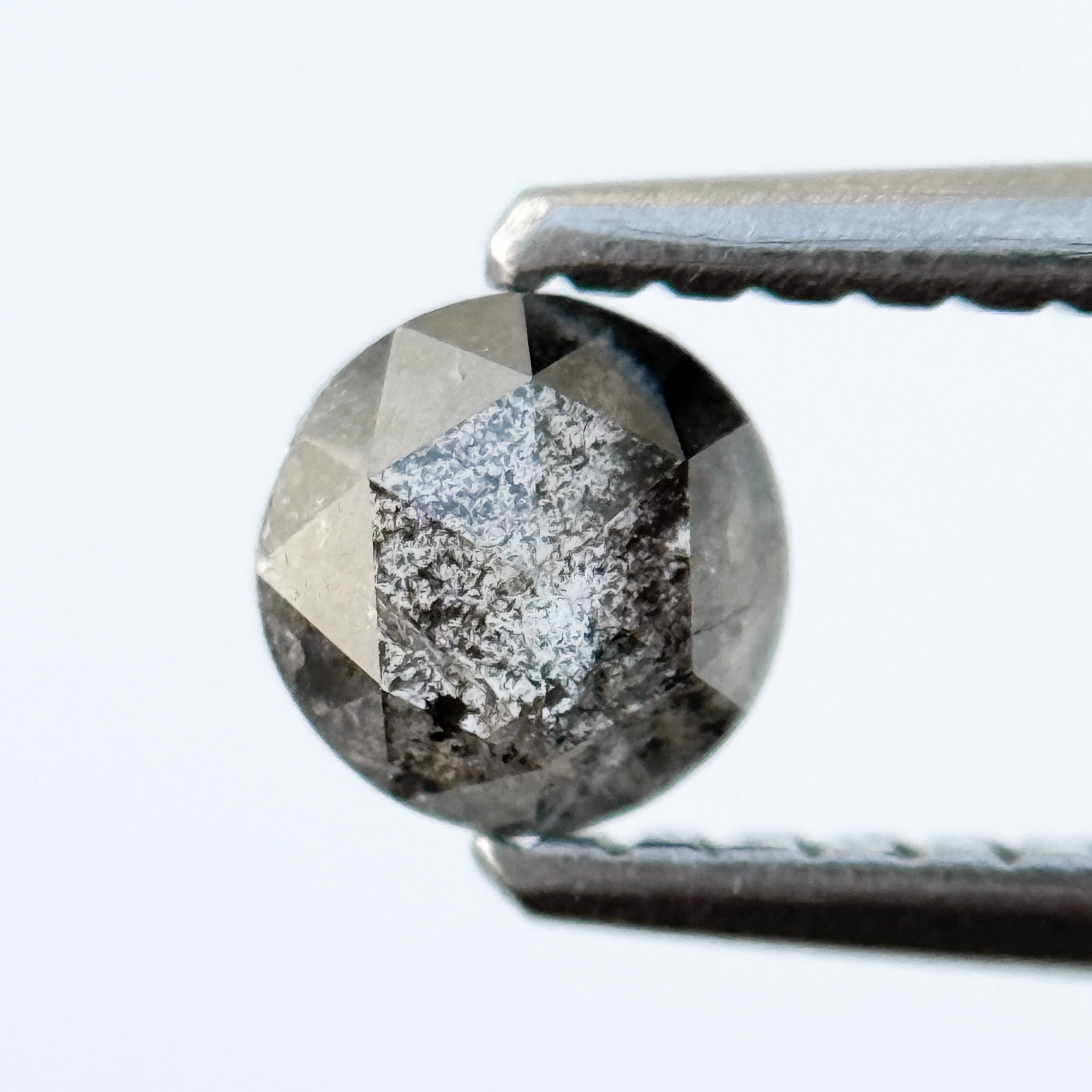 0.37 Ct Round Rose Cut Grey Natural Salt and Pepper Diamond