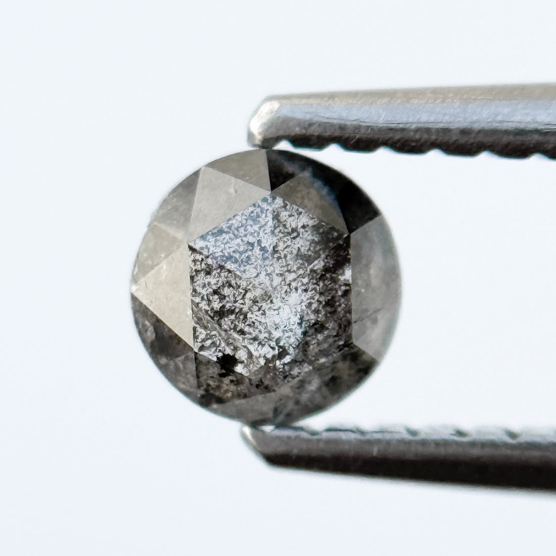 0.37 Ct Round Rose Cut Grey Natural Salt and Pepper Diamond