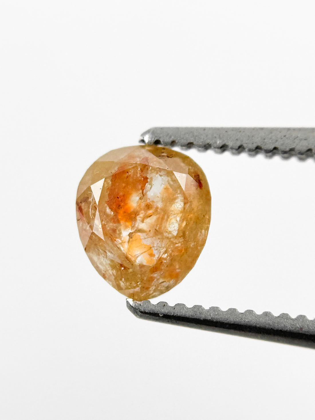 0.77 Ct Pear Rose Cut Orange Natural Galaxy Diamond