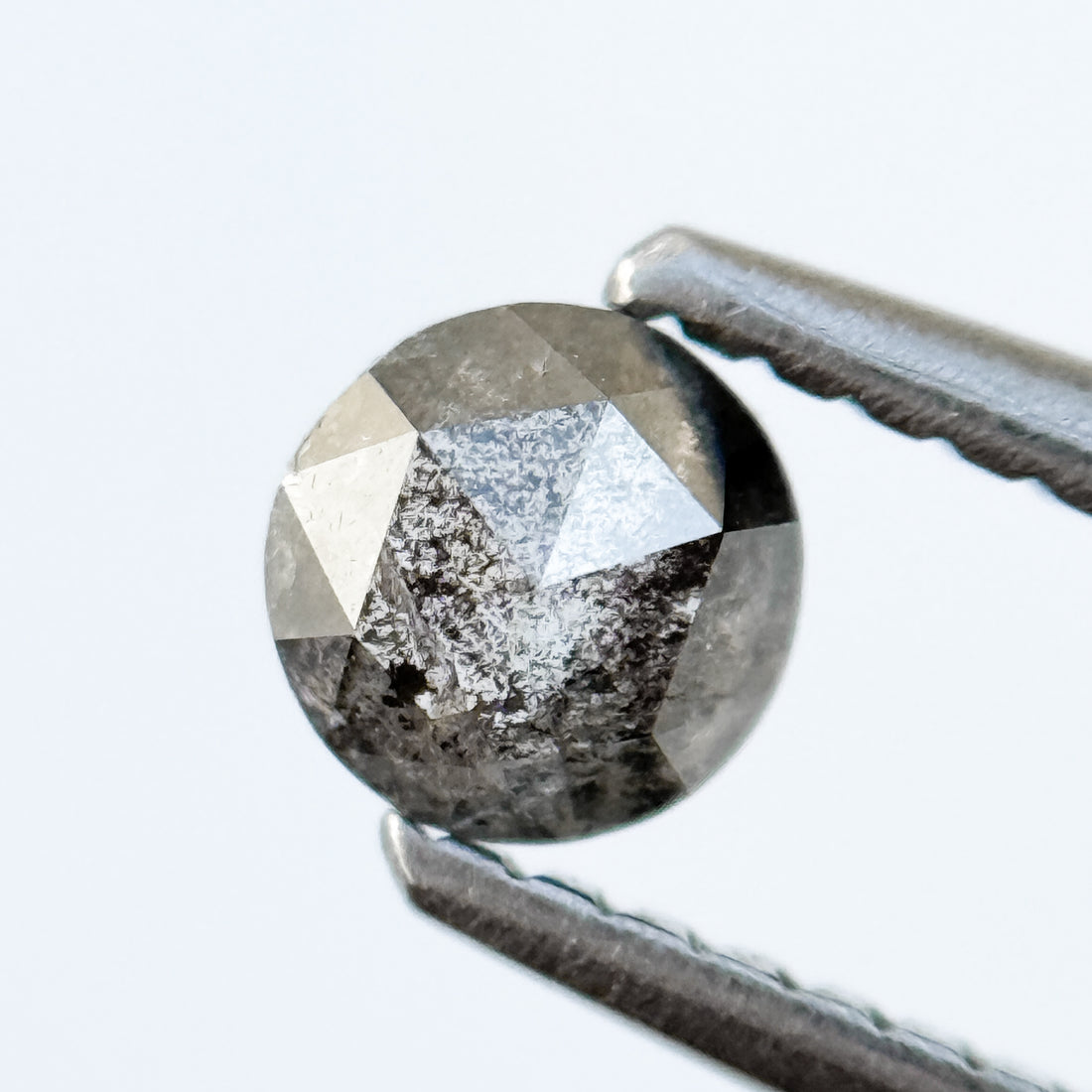 0.37 Ct Round Rose Cut Grey Natural Salt and Pepper Diamond