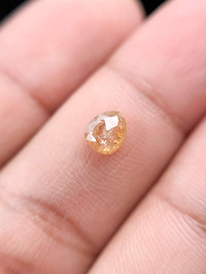 0.77 Ct Pear Rose Cut Orange Natural Galaxy Diamond