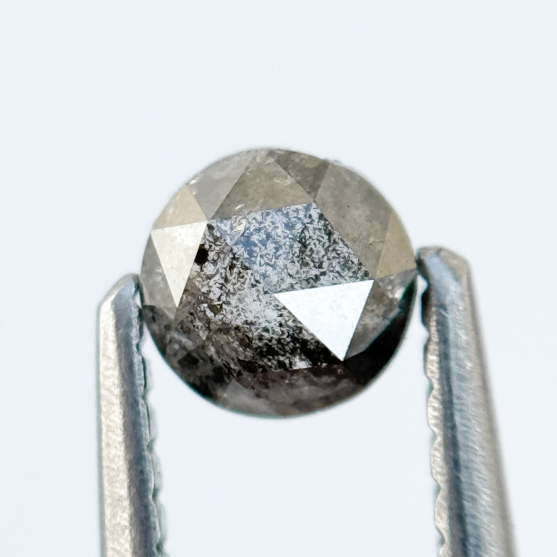 0.37 Ct Round Rose Cut Grey Natural Salt and Pepper Diamond