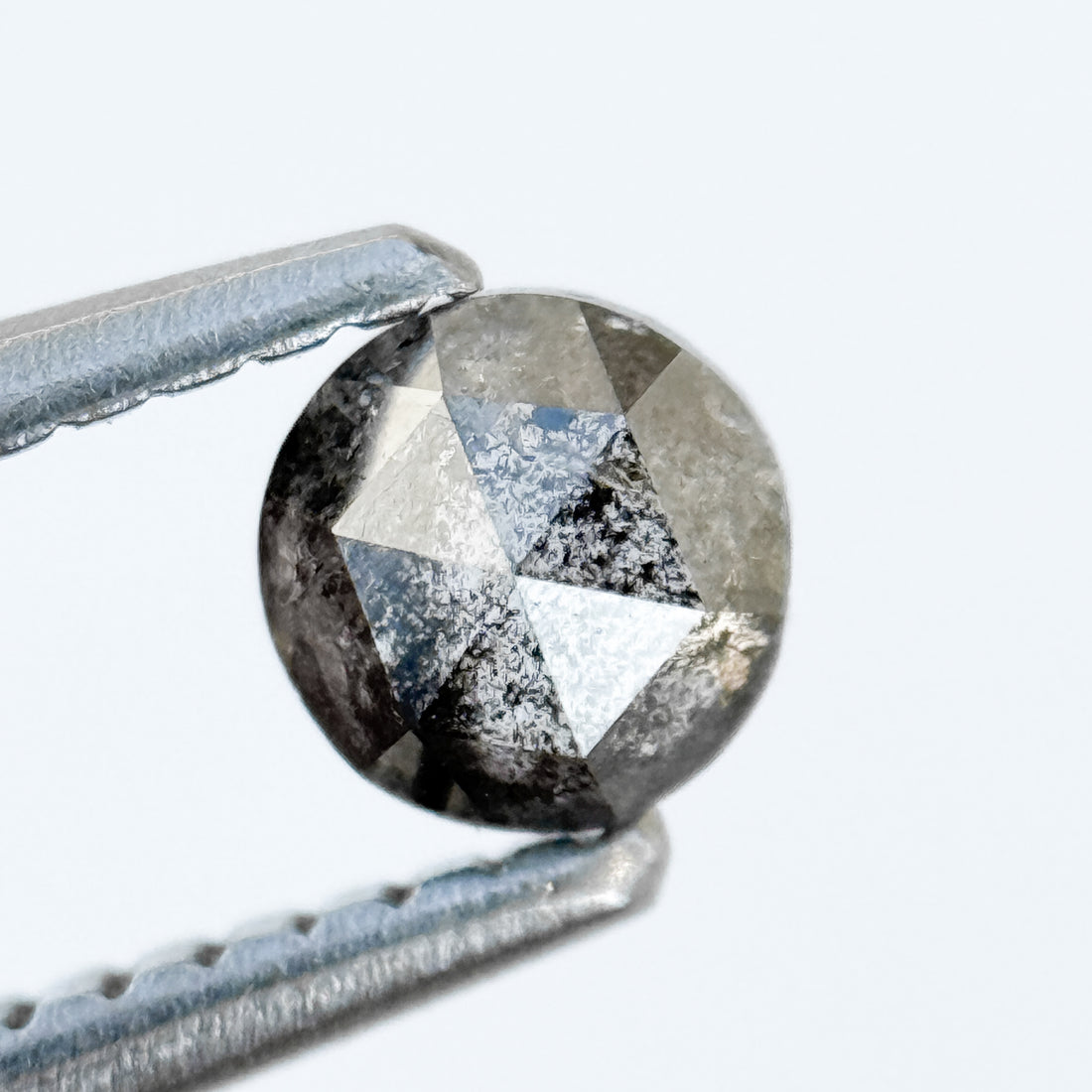 0.37 Ct Round Rose Cut Grey Natural Salt and Pepper Diamond